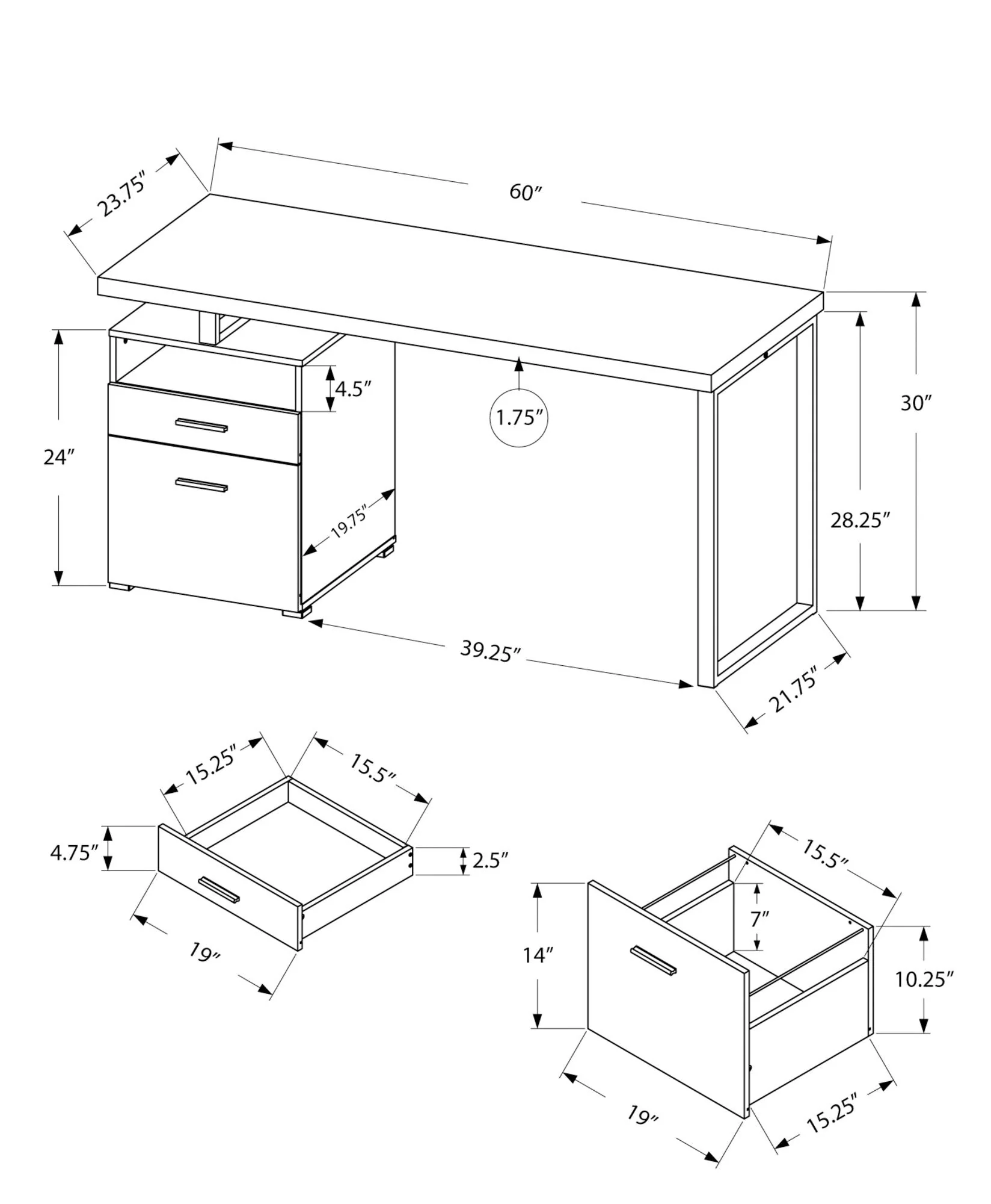 Computer Desk for Home Office with Storage Drawers - Image 7