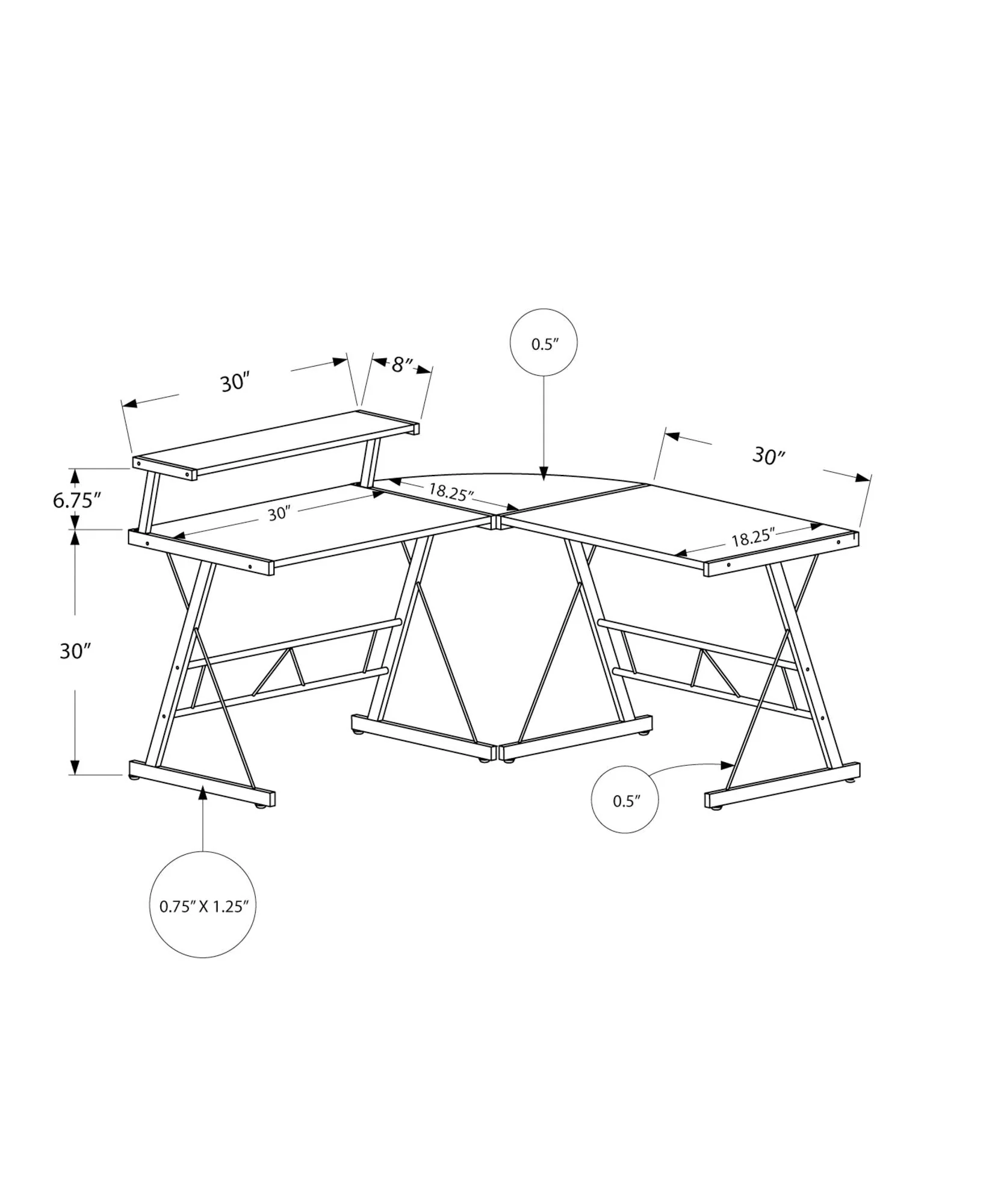 Computer Desk, Home Office, Corner, L Shape, Laptop, Durable Construction - Image 2