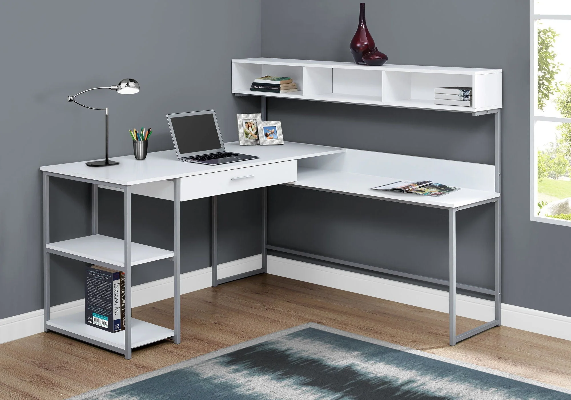 Computer Desk, Home Office, Corner, Storage Drawers, L Shape, Contemporary & Modern - Image 5