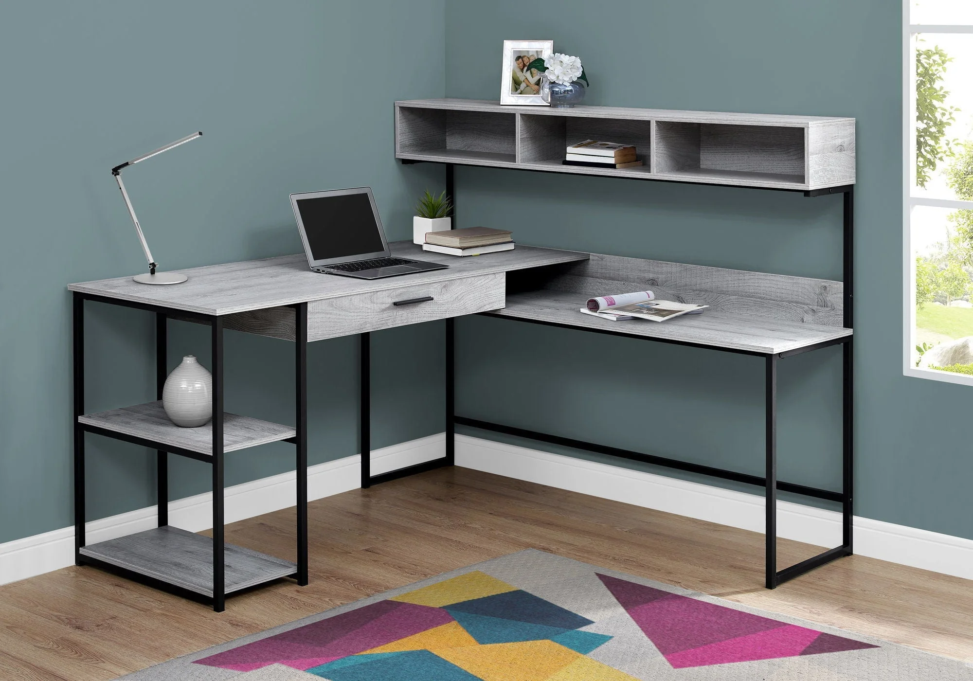Computer Desk, Home Office, Corner, Storage Drawers, L Shape, Contemporary & Modern - Image 9