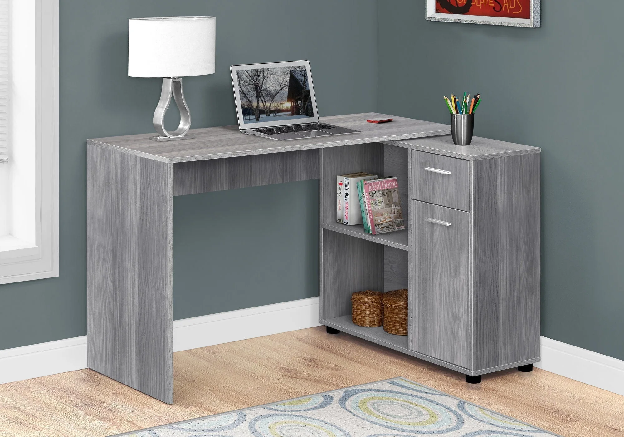 Computer Desk, Home Office, Corner, Storage Drawers, L Shape, Contemporary & Modern - Image 15