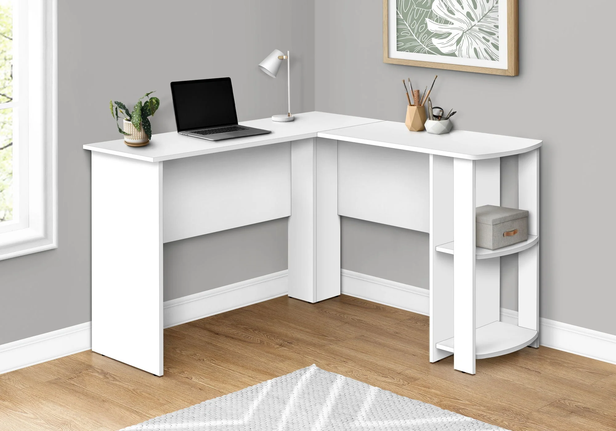 Computer Desk, Home Office, Corner, Storage Shelves, L Shape, Laptop, Contemporary & Modern - Image 11