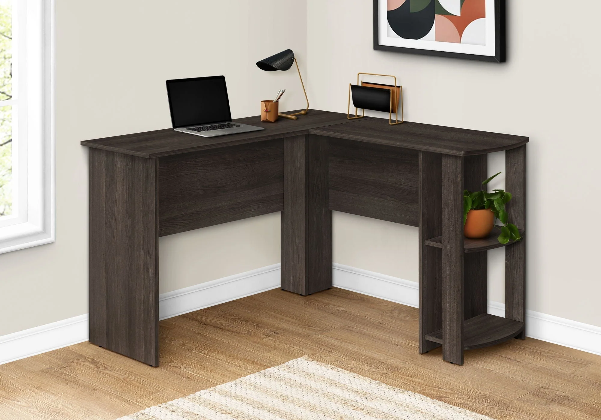 Computer Desk, Home Office, Corner, Storage Shelves, L Shape, Laptop, Contemporary & Modern - Image 5