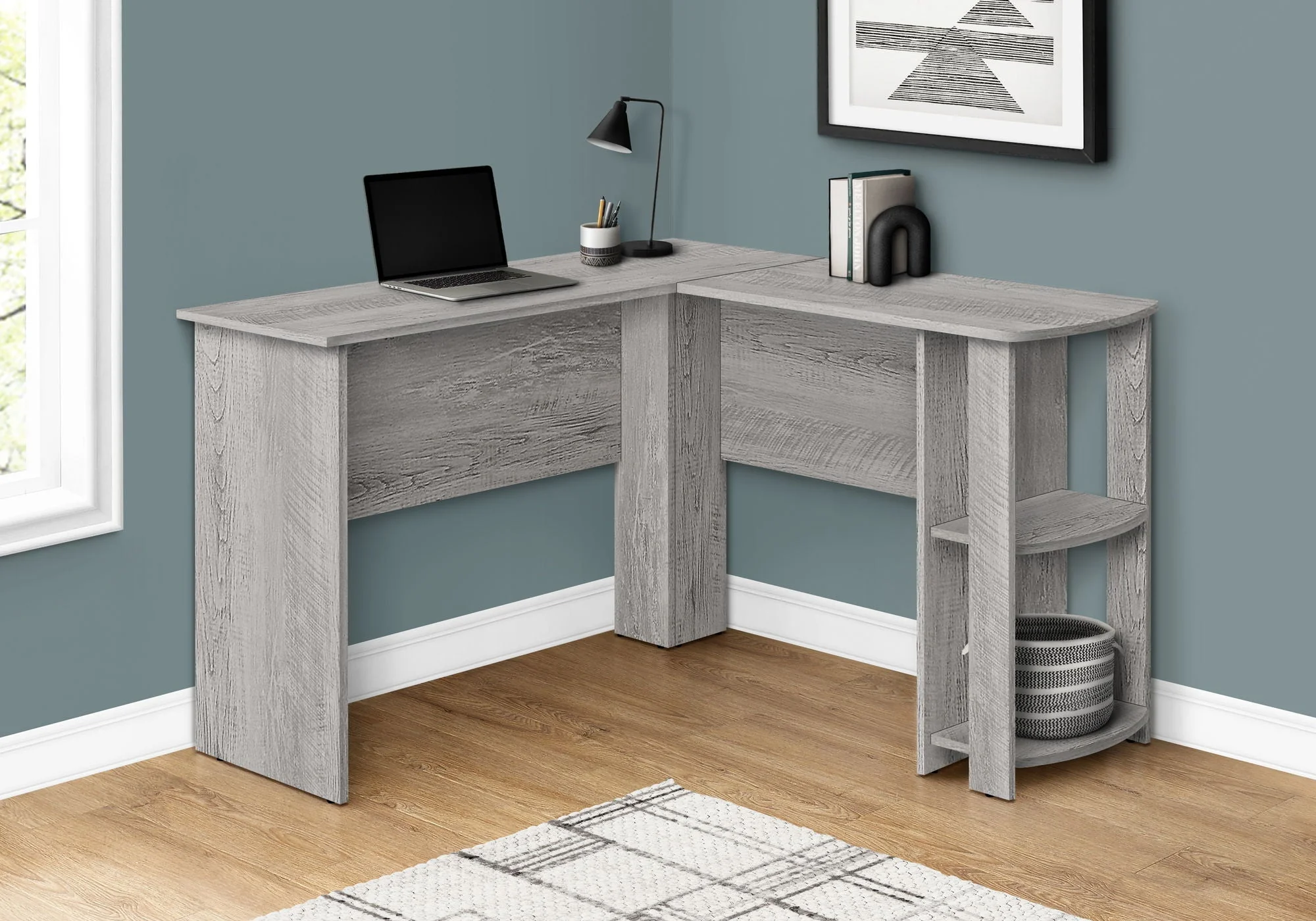 Computer Desk, Home Office, Corner, Storage Shelves, L Shape, Laptop, Contemporary & Modern - Image 6