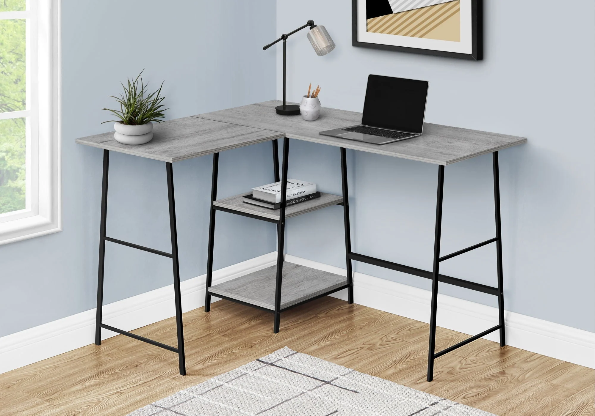 Computer Desk, Home Office, Corner, Storage Shelves, L Shape, Work, Laptop, Contemporary, Modern - Image 4