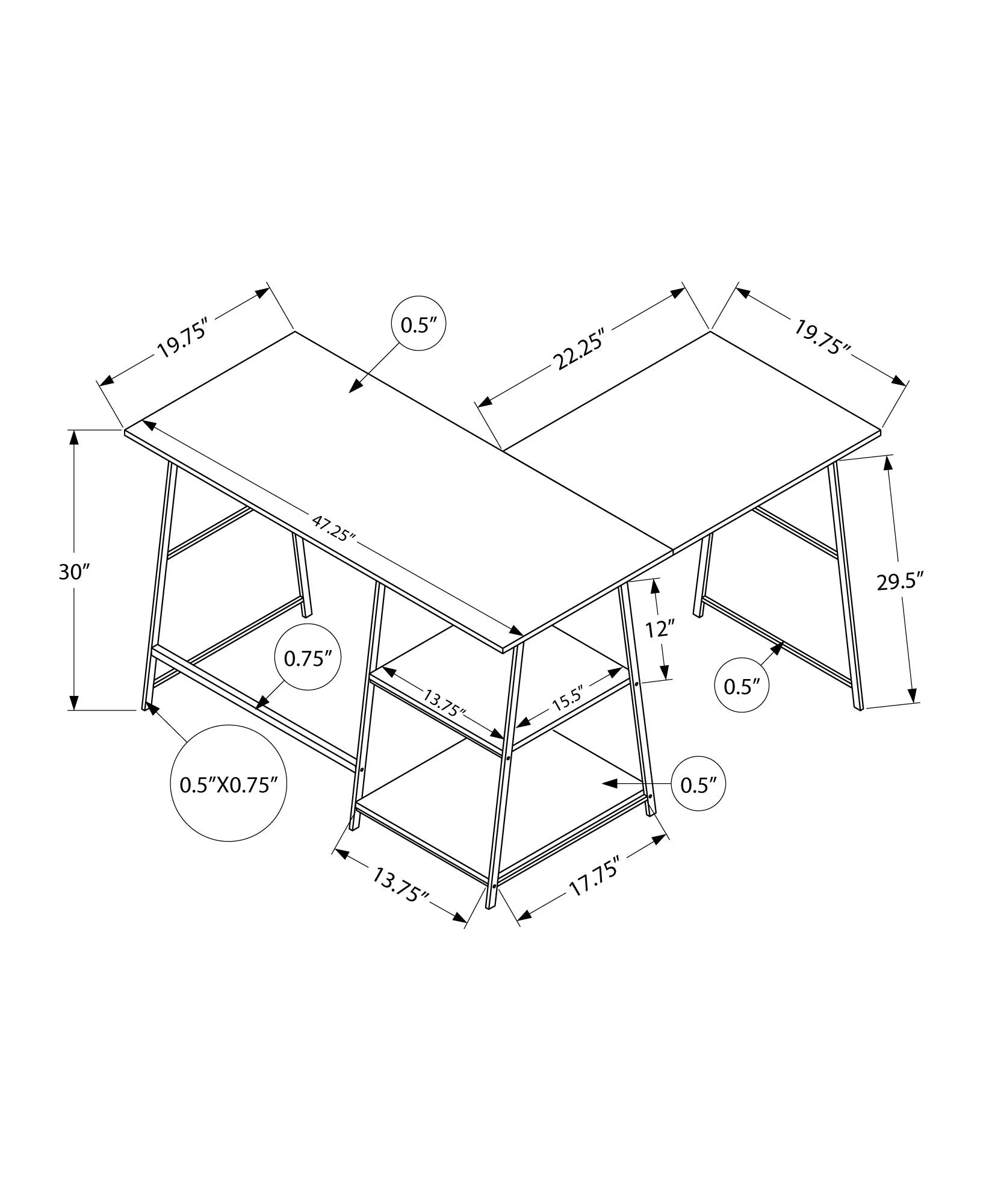 Computer Desk, Home Office, Corner, Storage Shelves, L Shape, Work, Laptop, Contemporary, Modern - Image 7