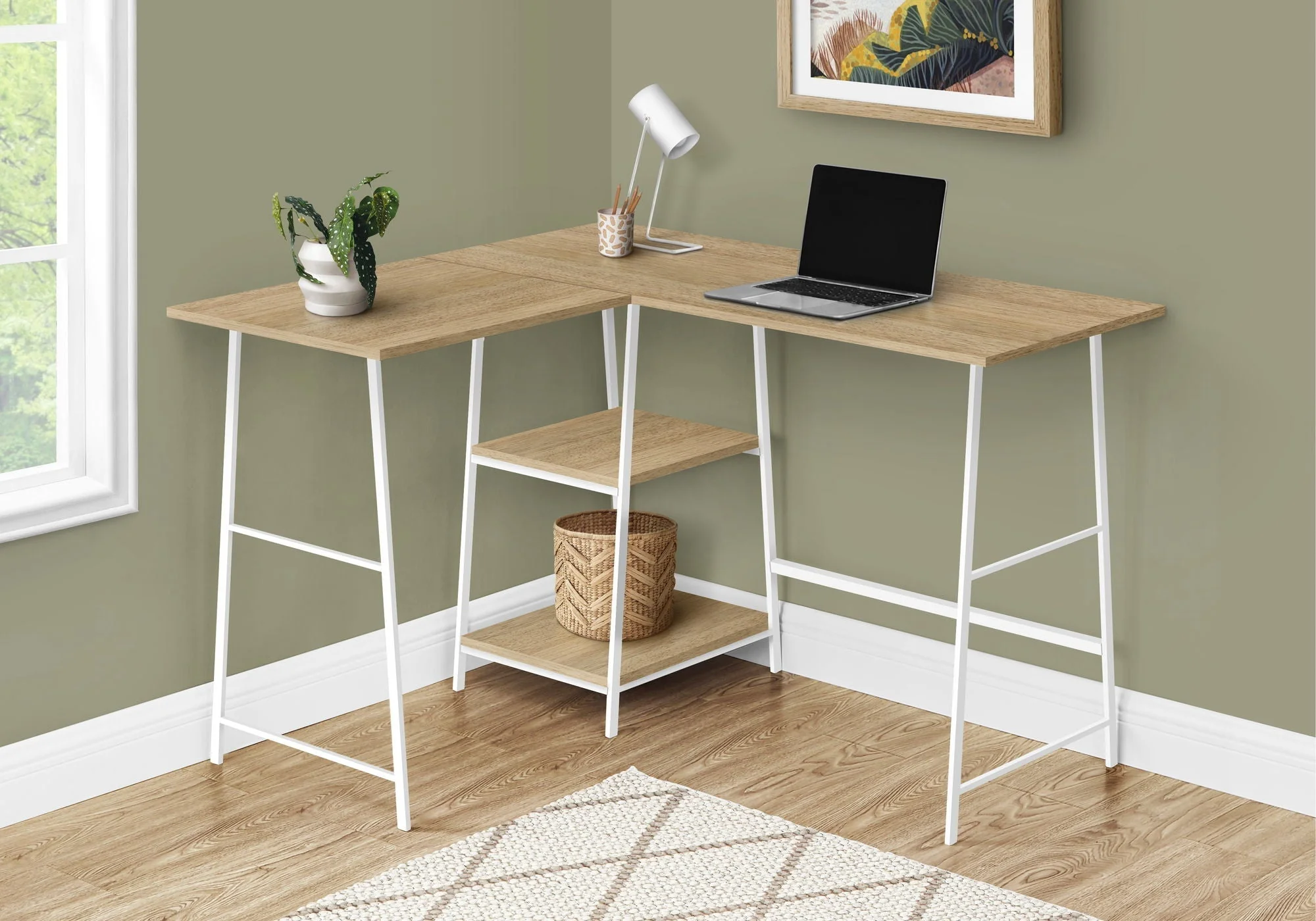 Computer Desk, Home Office, Corner, Storage Shelves, L Shape, Work, Laptop, Contemporary, Modern - Base - Image 3
