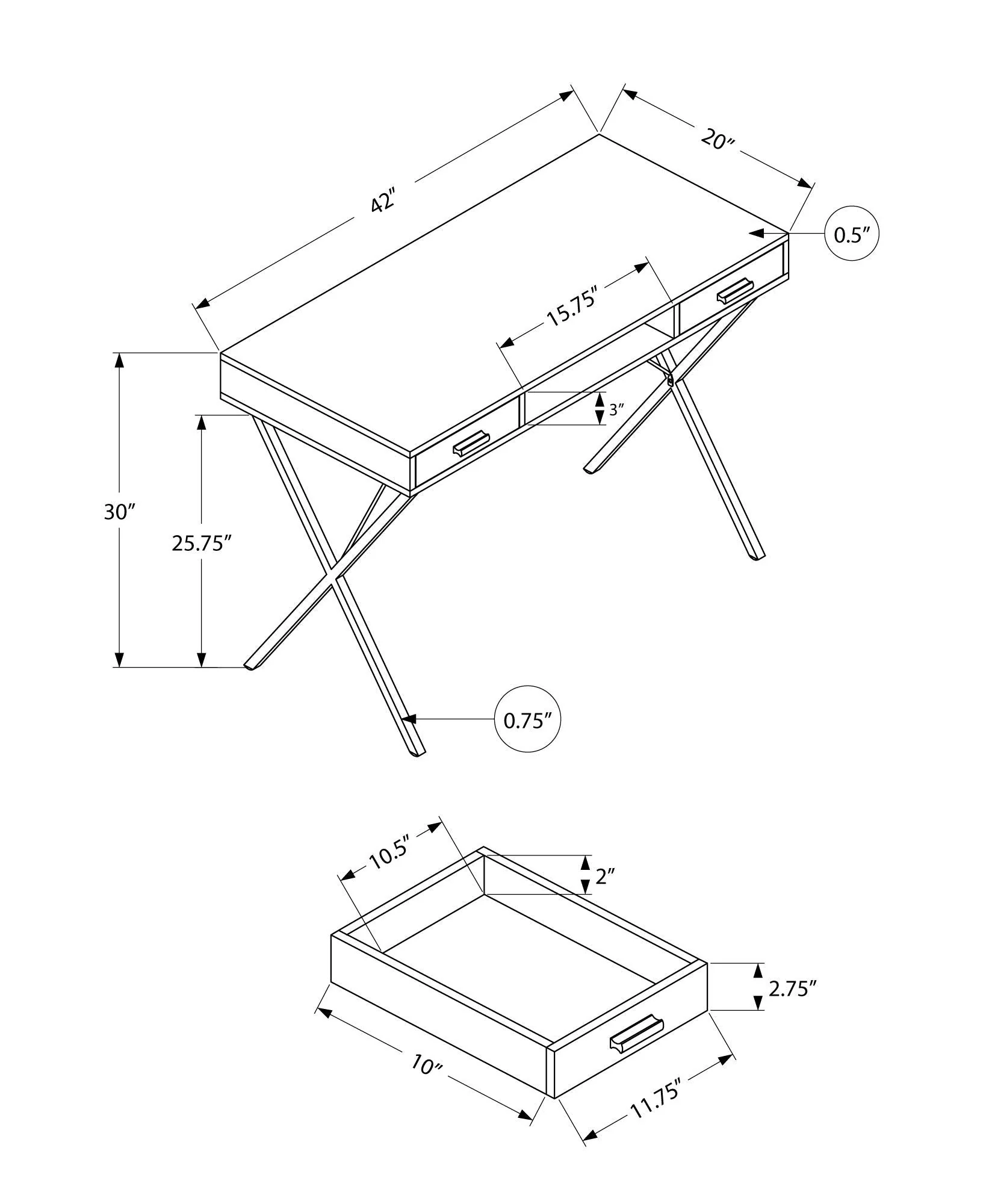 Computer Desk, Home Office, Laptop, Left / Right Set-Up, Storage Drawers, Work, Contemporary, Modern - Image 17