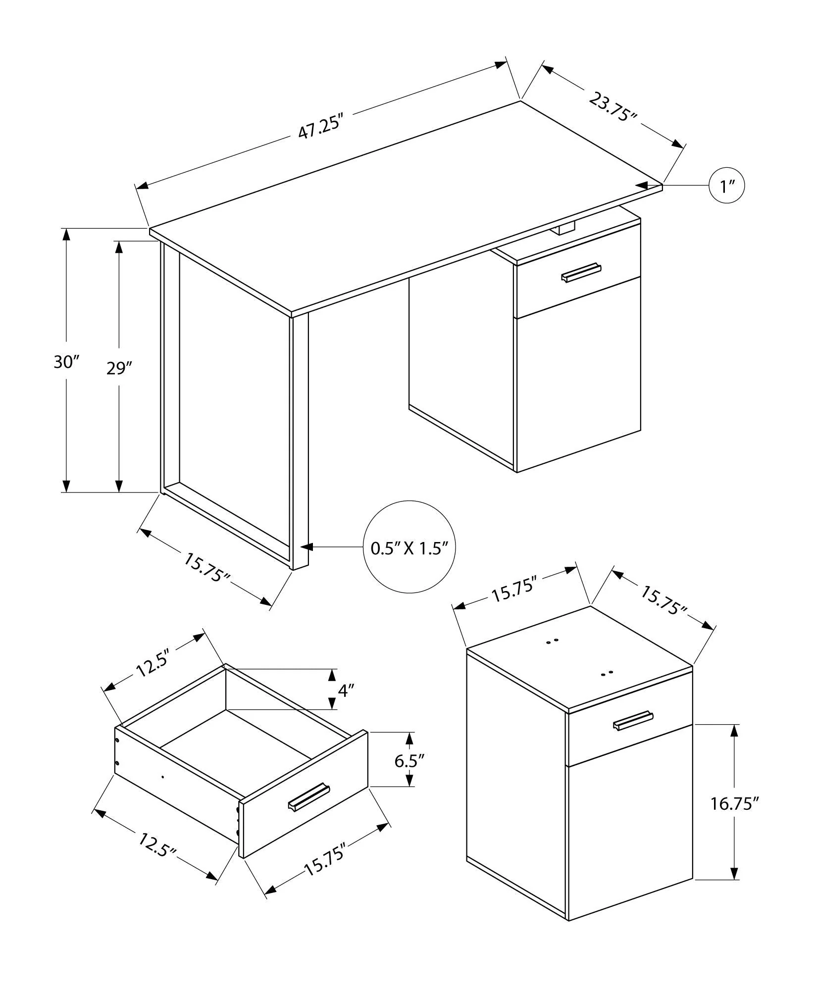 Computer Desk, Home Office, Laptop, Left, Right Set-Up, Storage Drawers, Work, Contemporary, Modern - Image 9