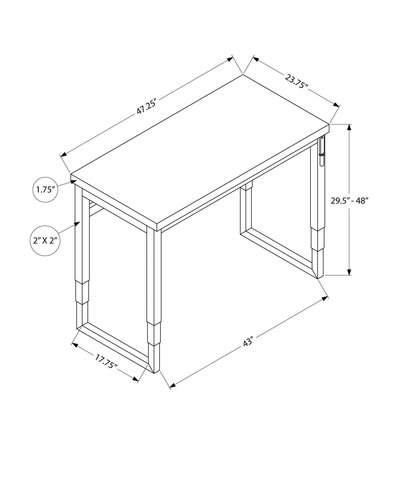 Computer Desk, Home Office, Standing, Adjustable, Laptop, Contemporary & Modern - Image 16