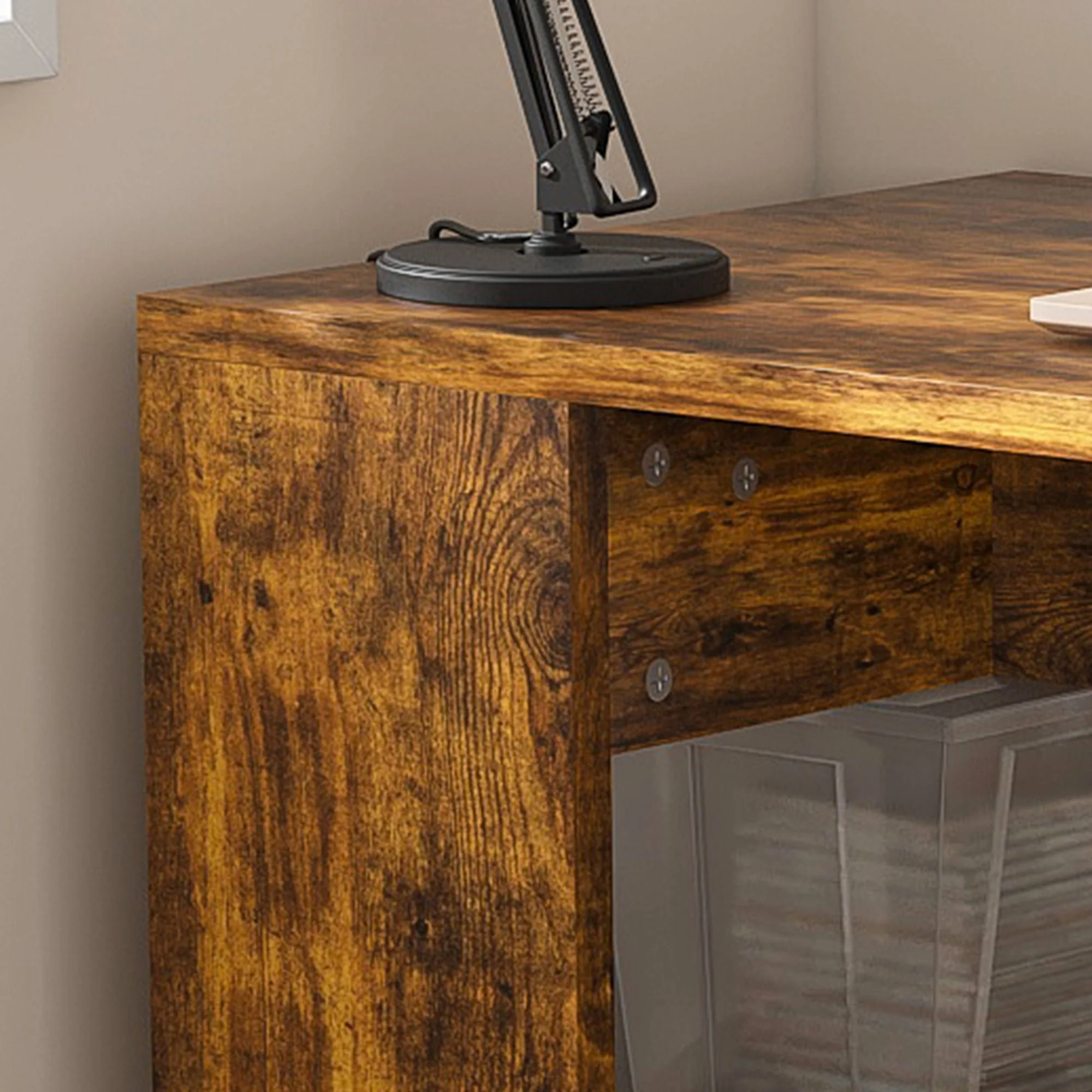 Computer Desk With 4 In 1 Socket & 3 Drawers, 4 Tier Shelves - Image 23