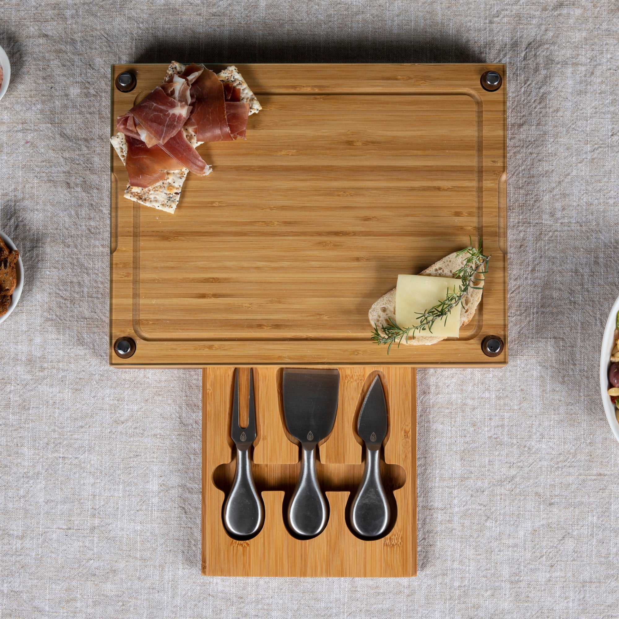 Concerto Glass Top Cheese Cutting Board & Tools Set - Image 2