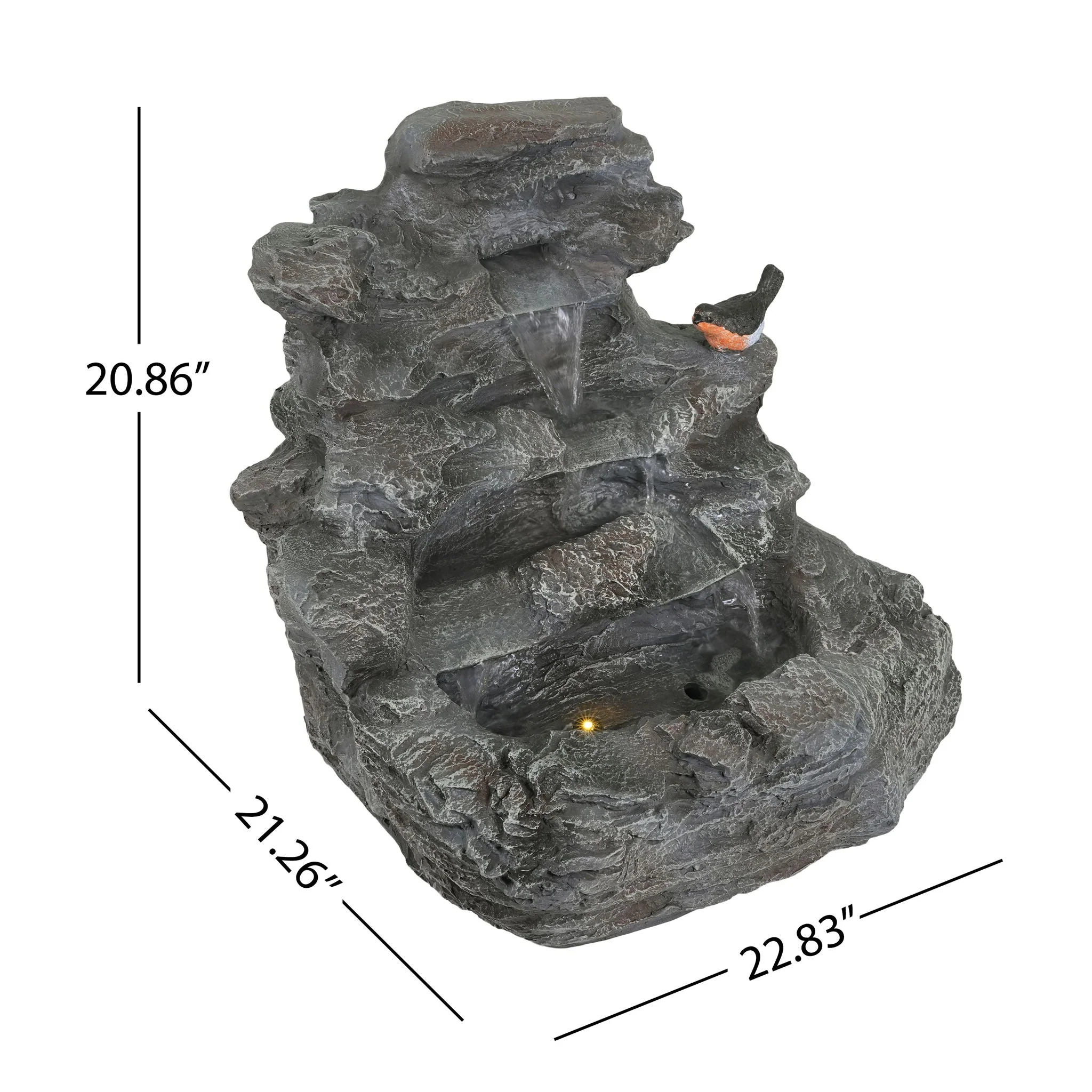Concrete Rock Waterfall Fountain With LED Lights, Outdoor Garden Decor - Image 7