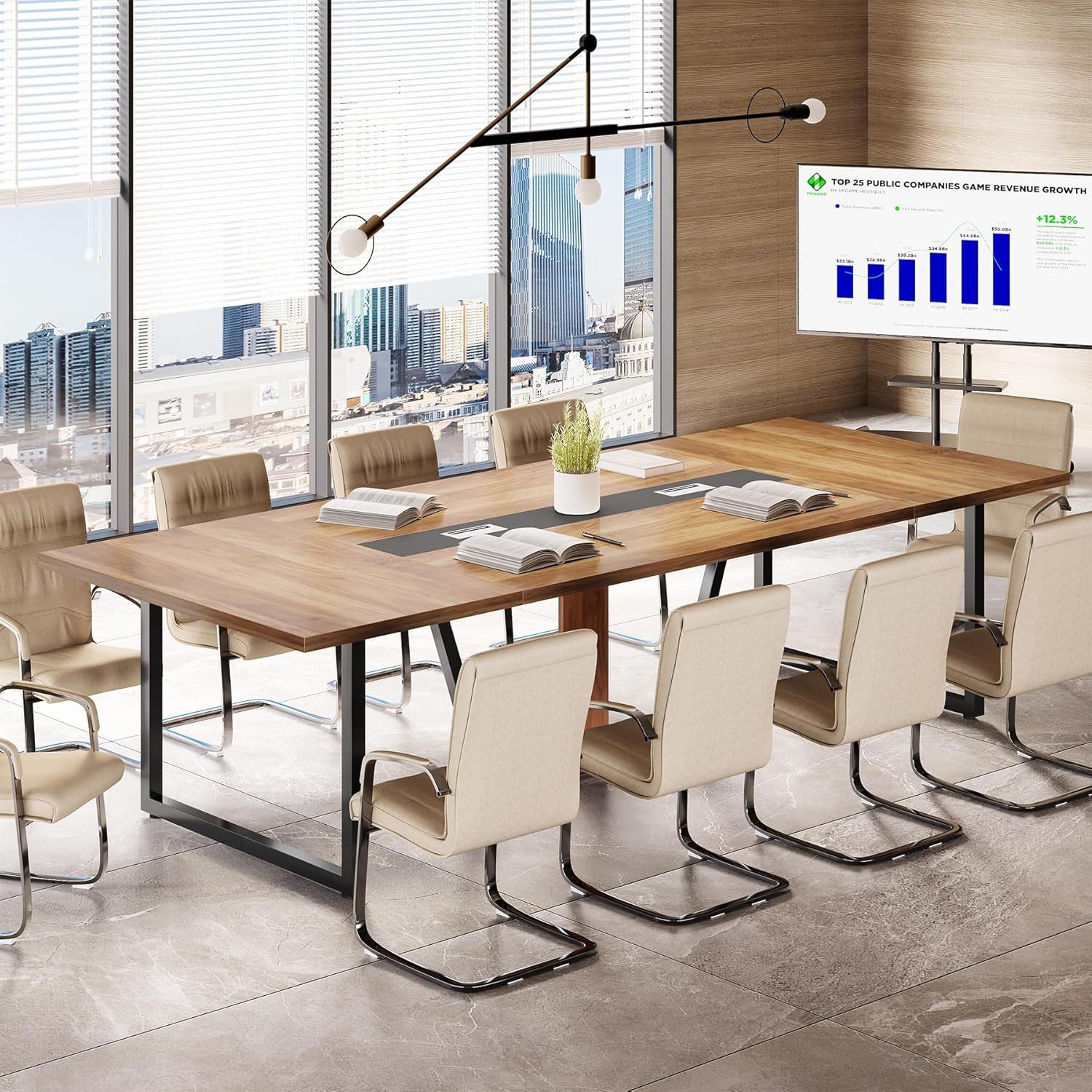 Conference Table For 8 - 10 People With Cable Management - Brown / Black - Image 4