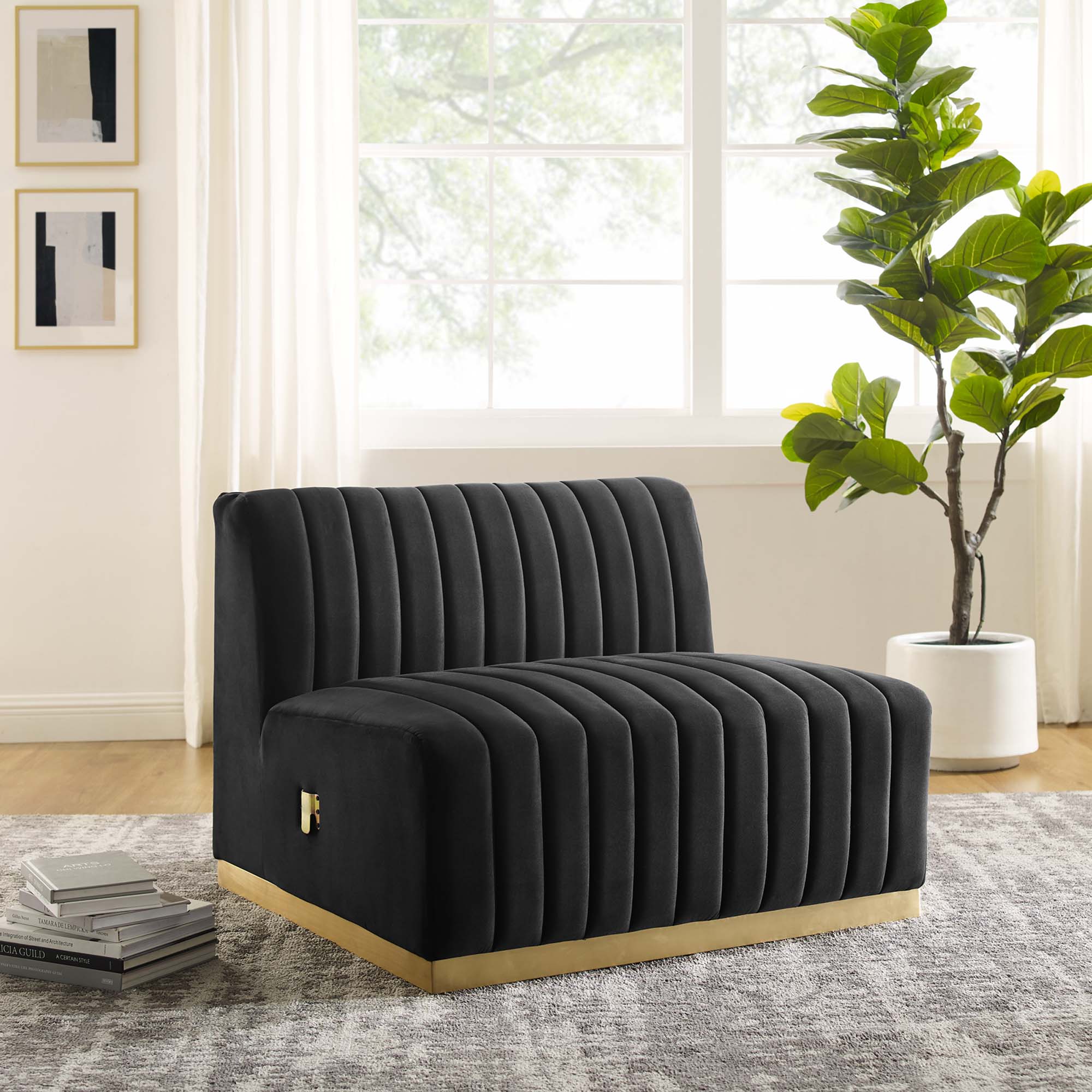 Conjure Channel Tufted Performance Velvet Armless Chair by Modway - Image 7
