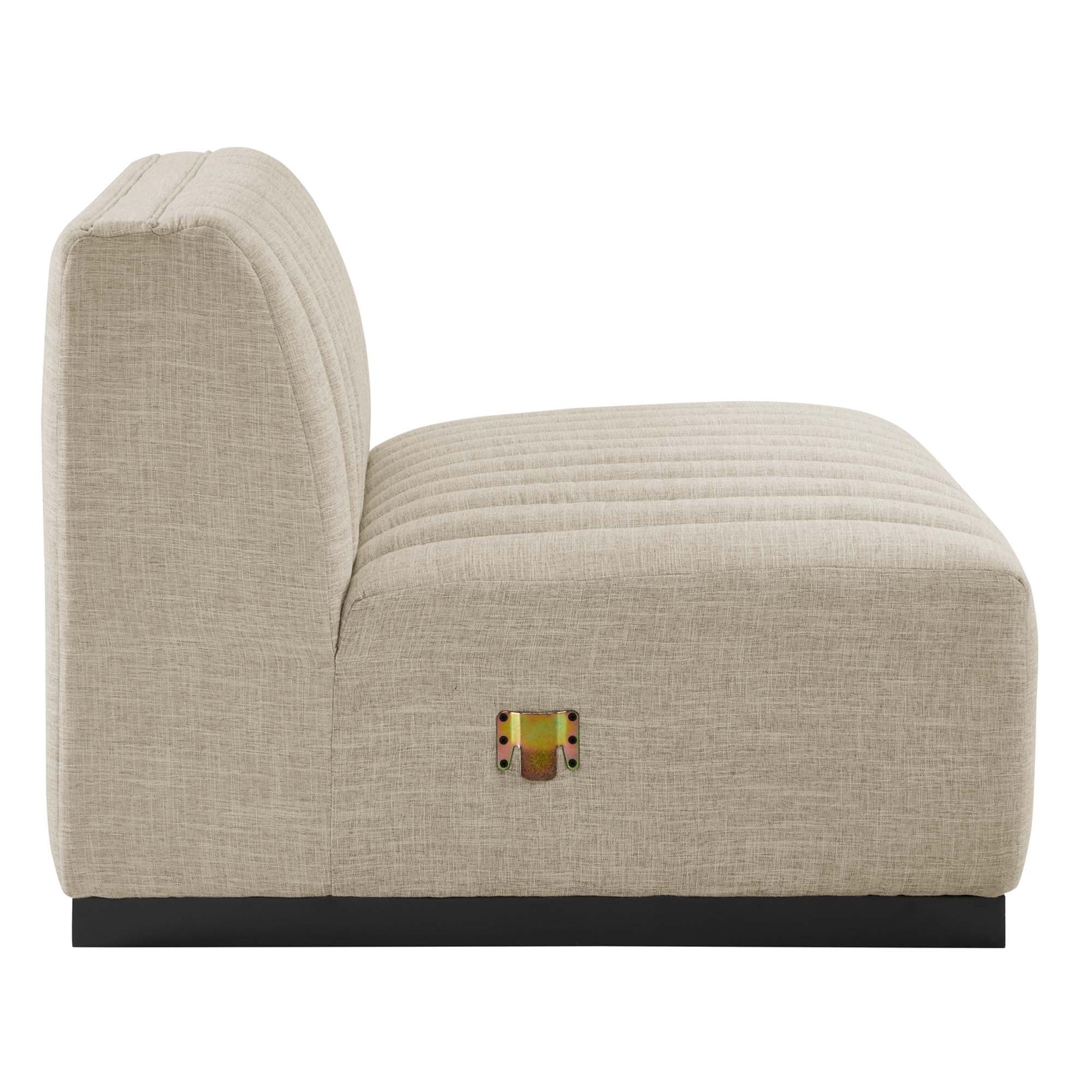 Conjure Channel Tufted Upholstered Fabric Armless Chair by Modway - Image 3