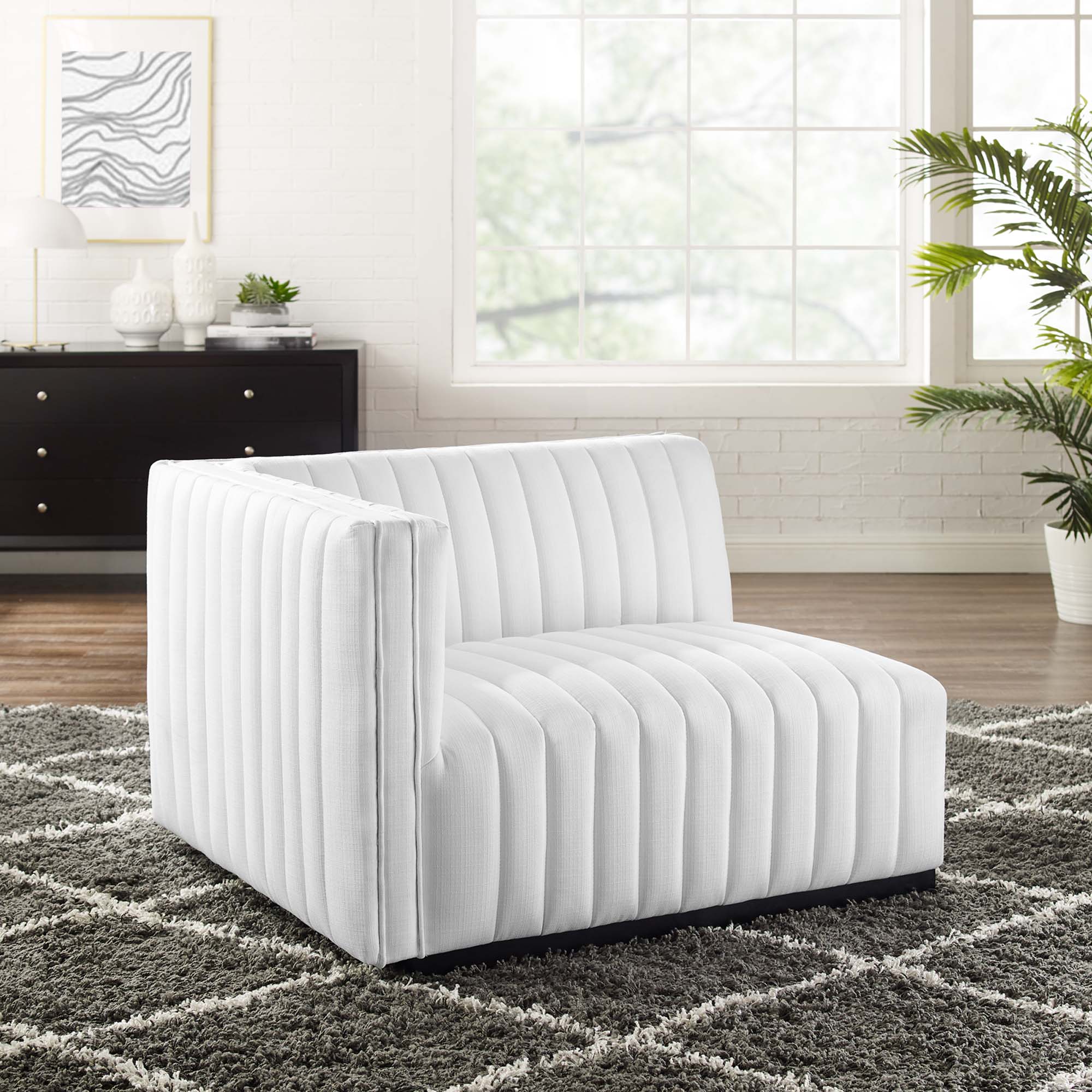 Conjure Channel Tufted Upholstered Fabric Left-Arm Chair by Modway - Image 6