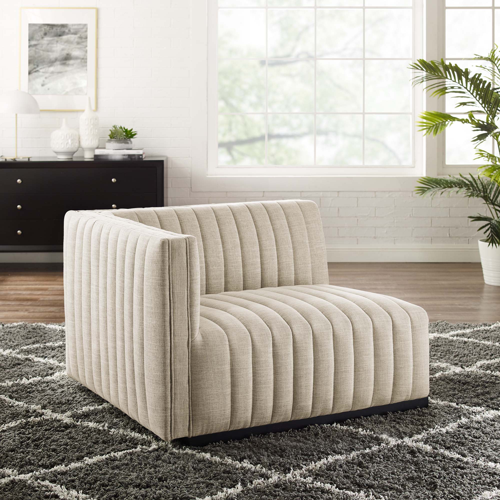 Conjure Channel Tufted Upholstered Fabric Left-Arm Chair by Modway - Image 7