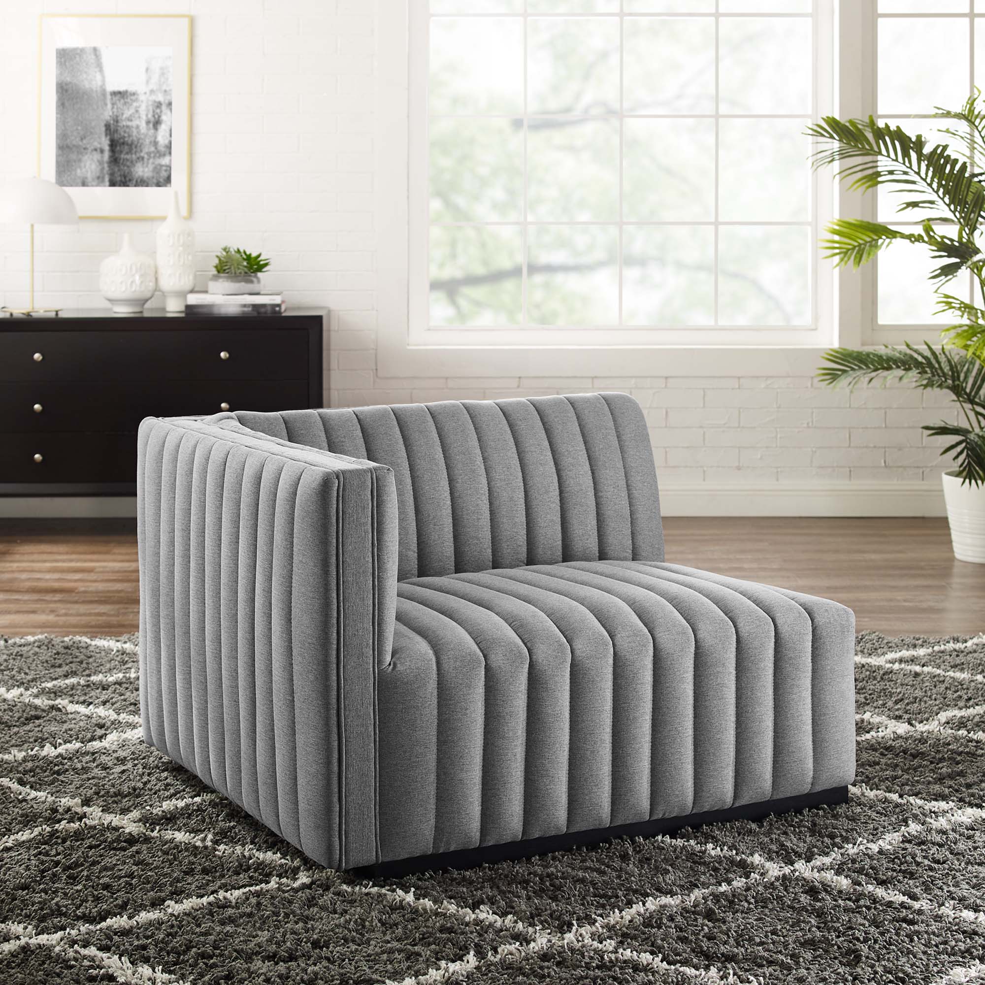 Conjure Channel Tufted Upholstered Fabric Left-Arm Chair by Modway - Image 8