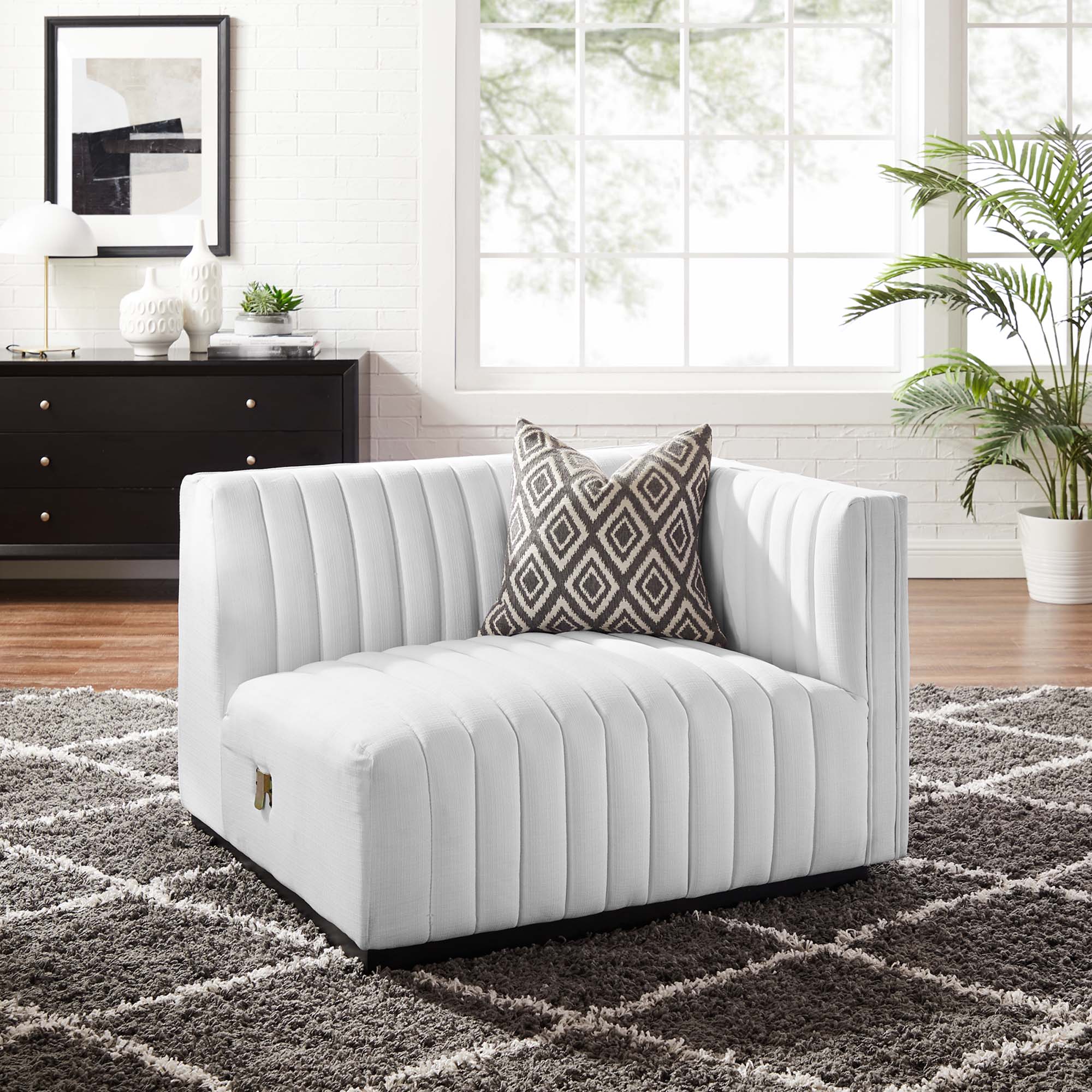 Conjure Channel Tufted Upholstered Fabric Right-Arm Chair - Image 8