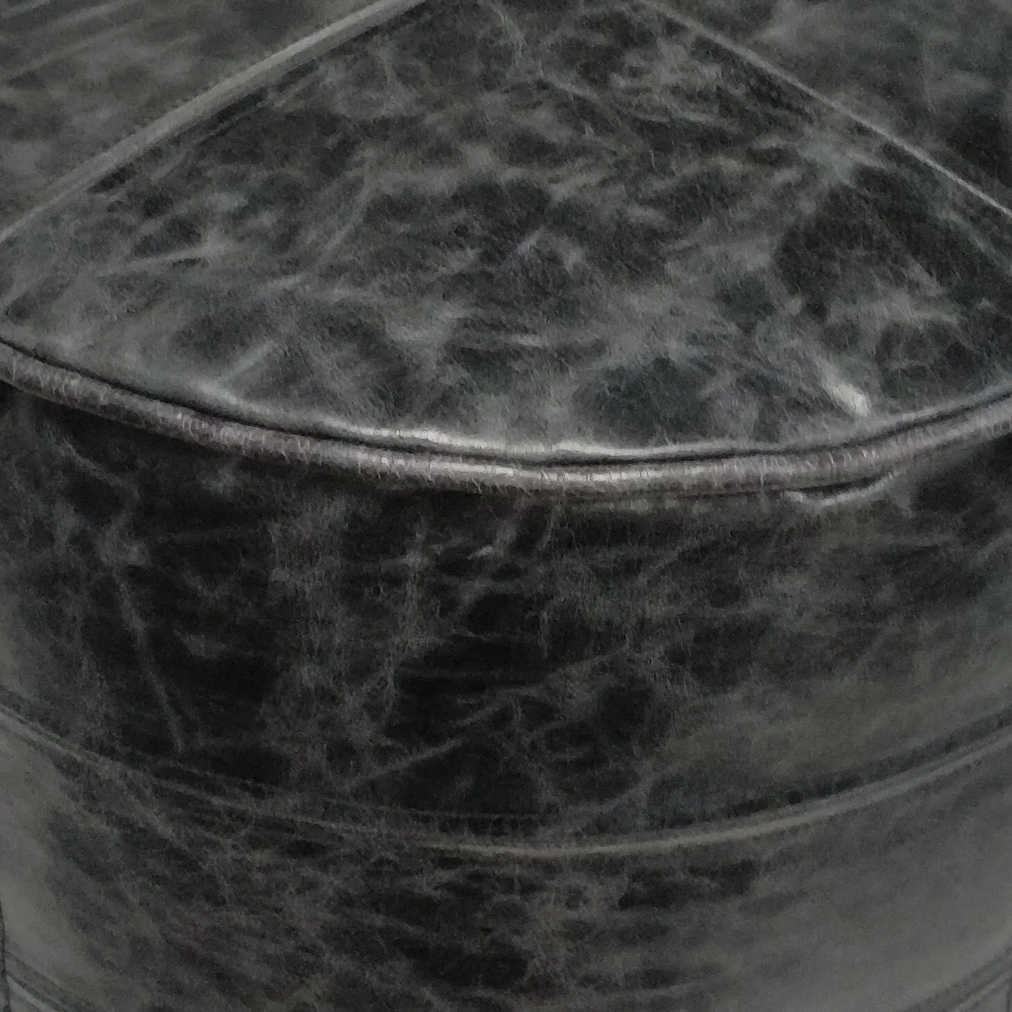 Connor Round Pouf - Distressed Black - Image 2