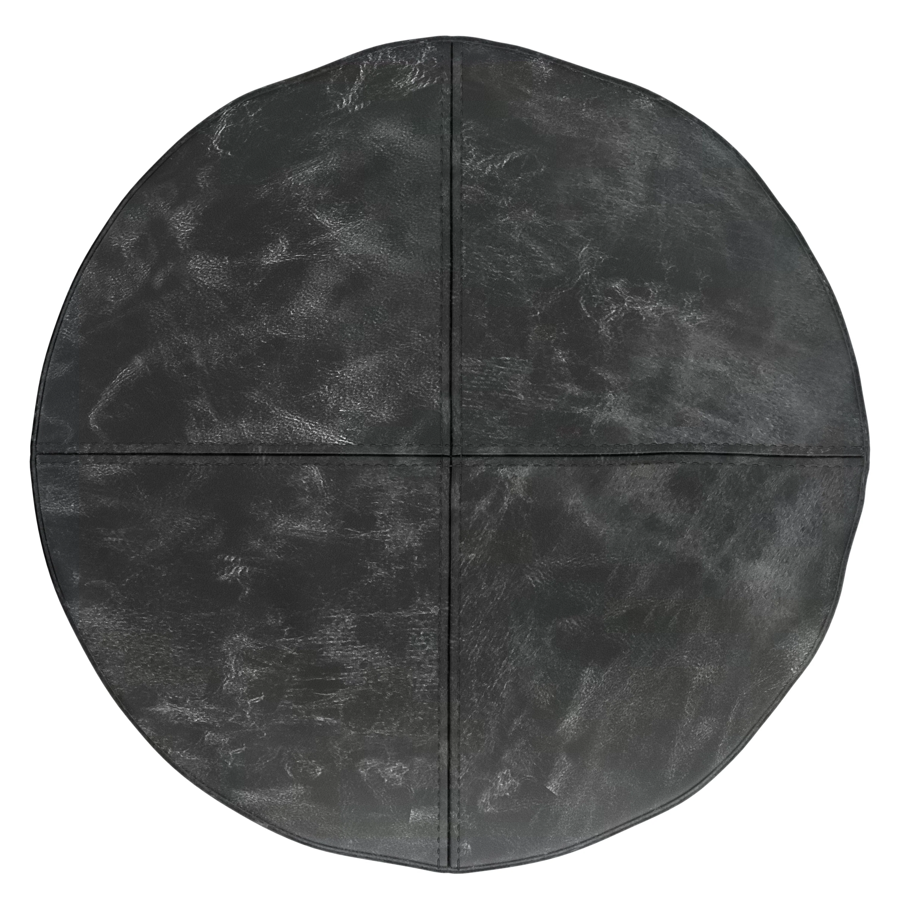 Connor Round Pouf - Distressed Black - Image 3