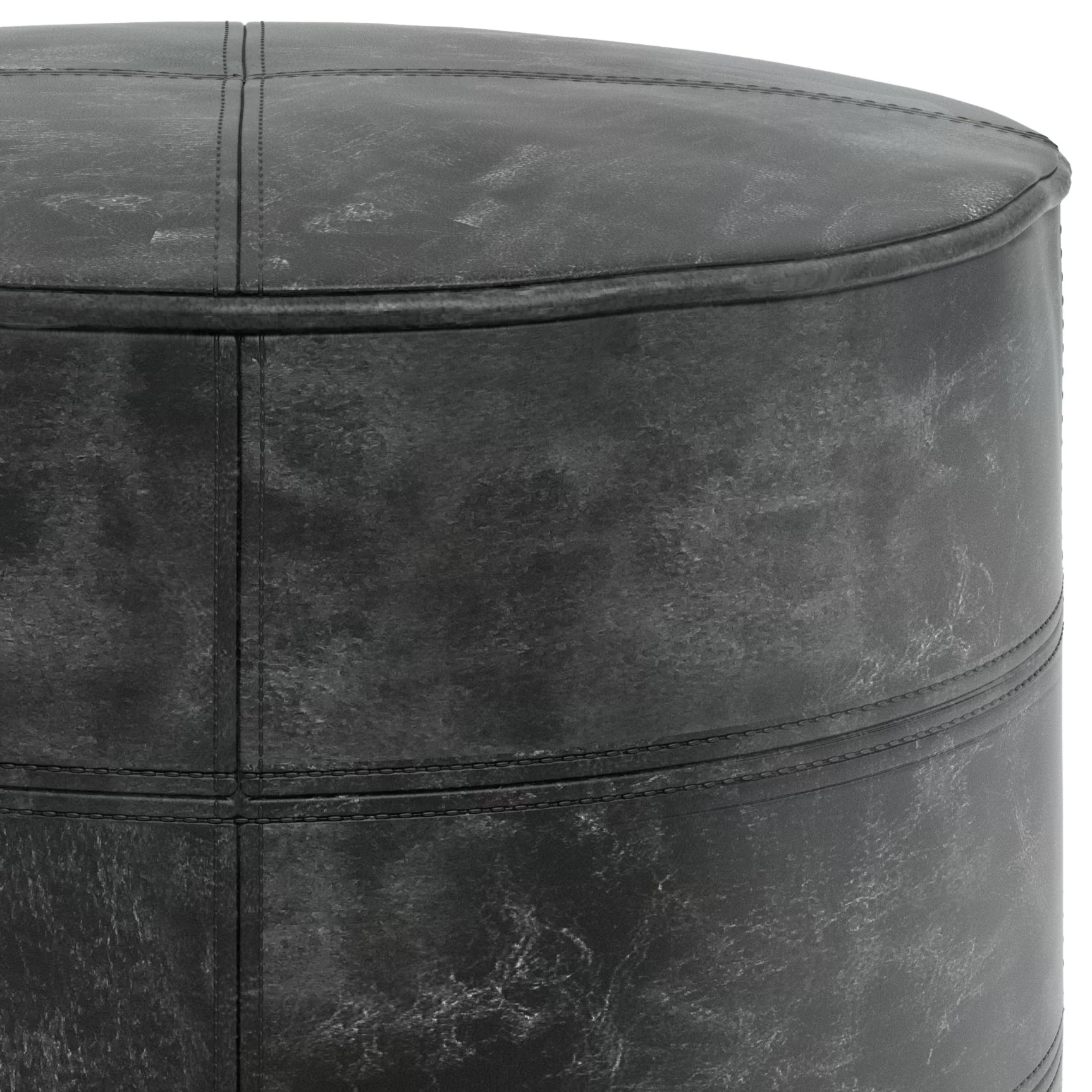 Connor Round Pouf - Distressed Black - Image 4