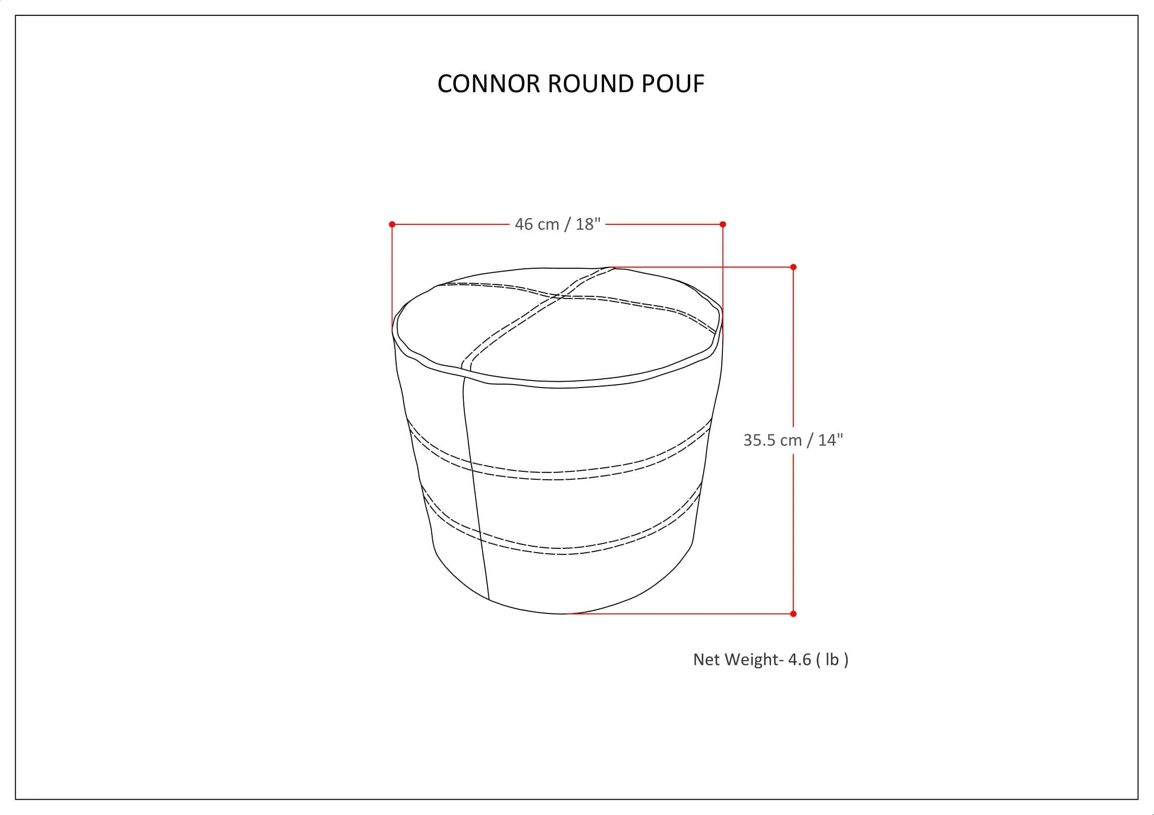 Connor Round Pouf - Distressed Black - Image 5