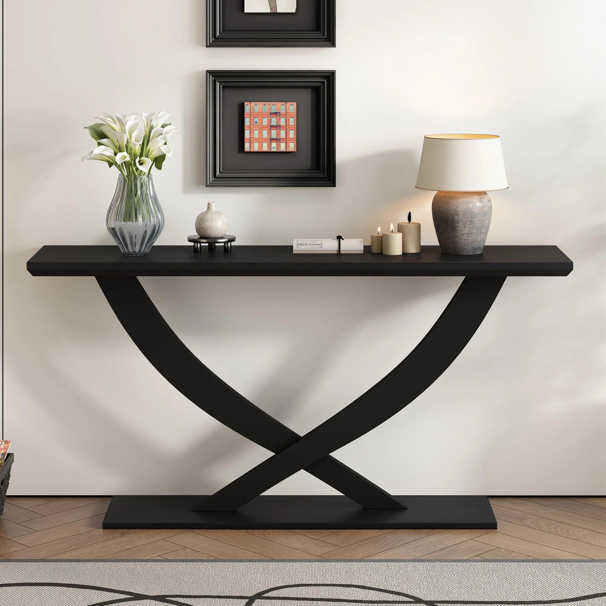 Console Table With Cross Leg Base and Reinforced Support Plate - Image 4