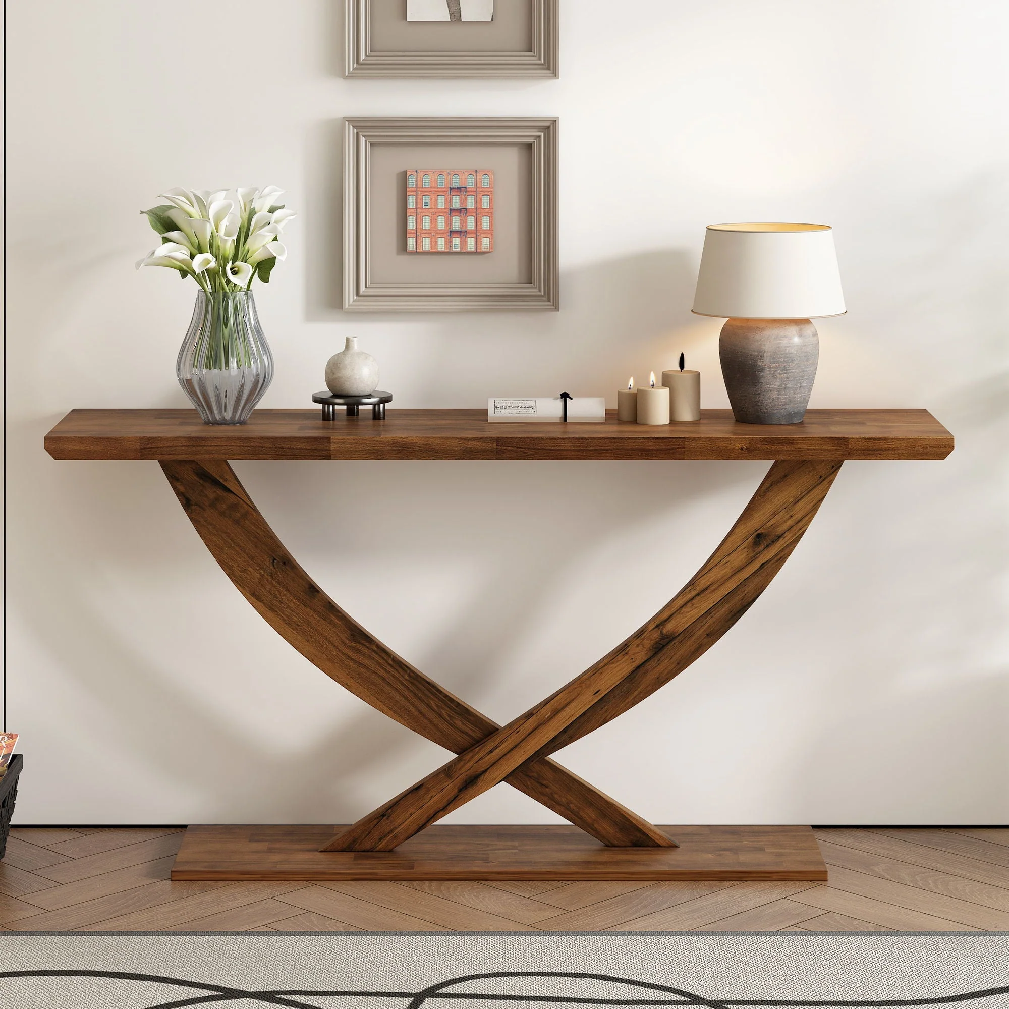 Console Table With Cross Leg Base and Reinforced Support Plate - Image 6