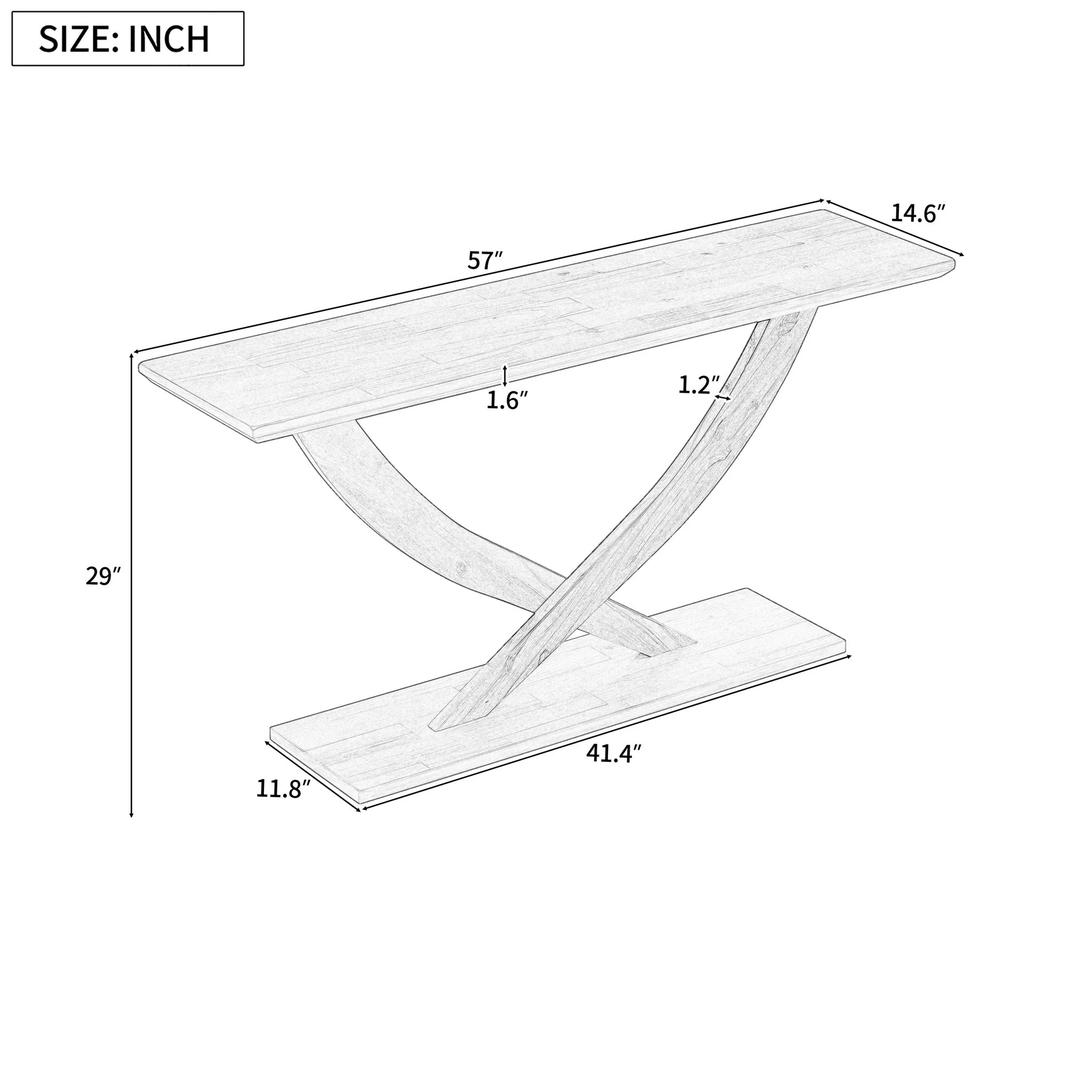 Console Table With Cross Leg Base and Reinforced Support Plate - Image 7