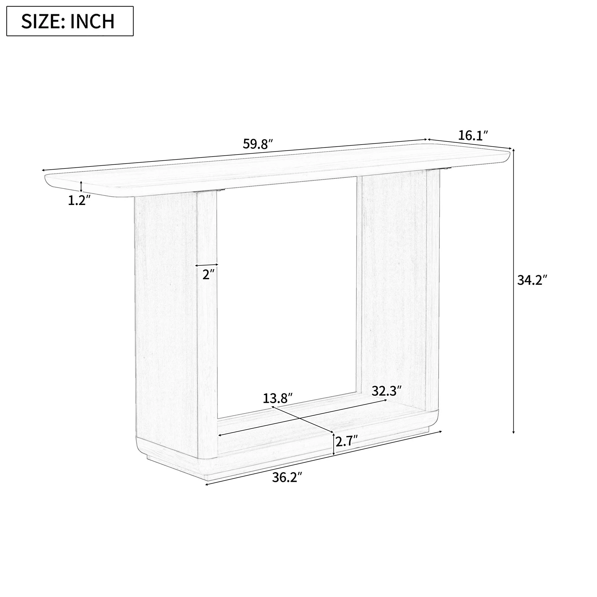 Console Table With Curved Corners And U Base Design - Image 3