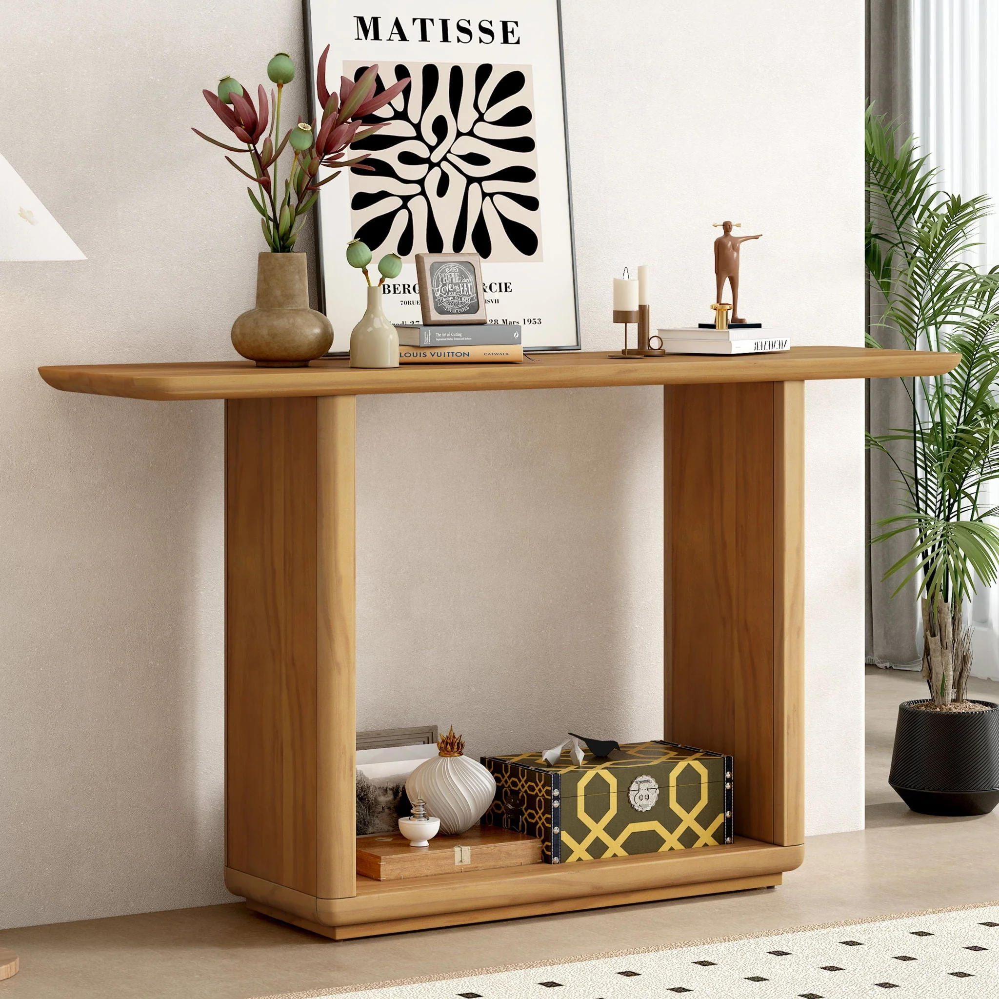Console Table With Curved Corners And U Base Design - Image 5