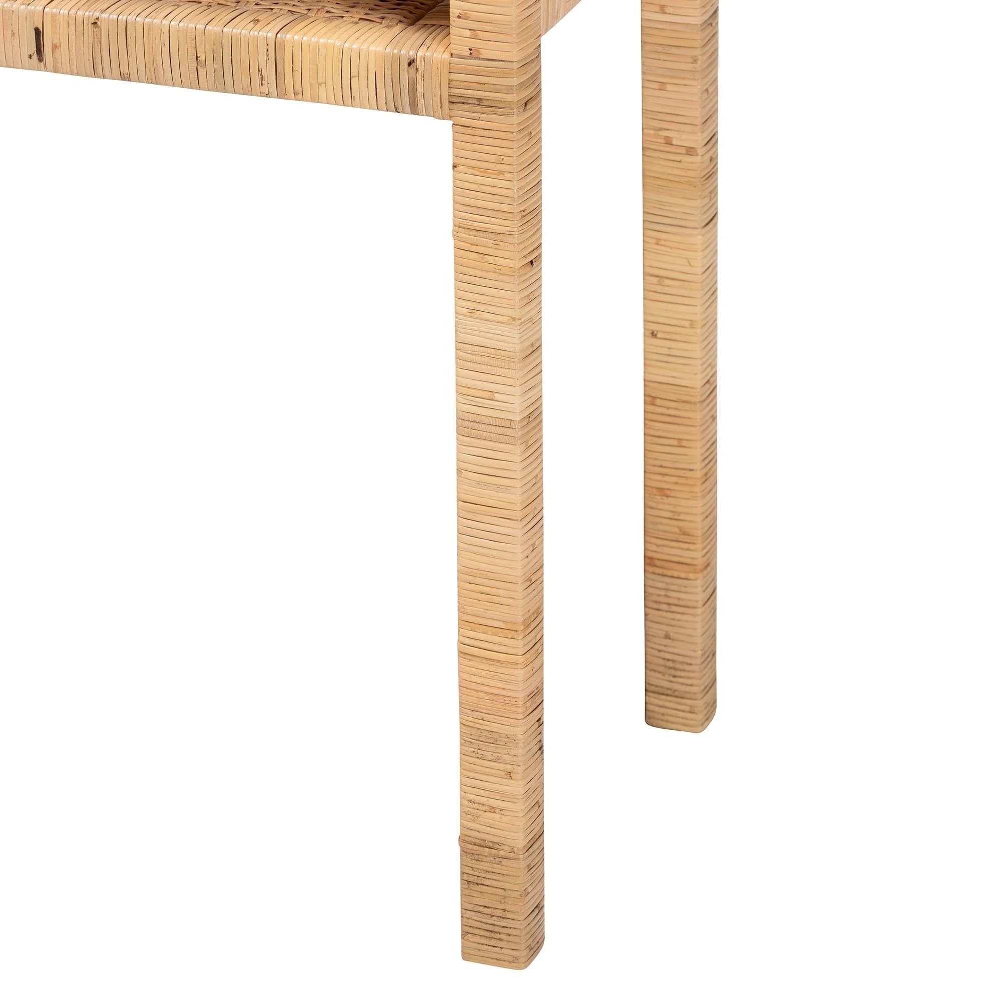 Console Table with One Shelf in Natural Rattan and Wood - Image 4