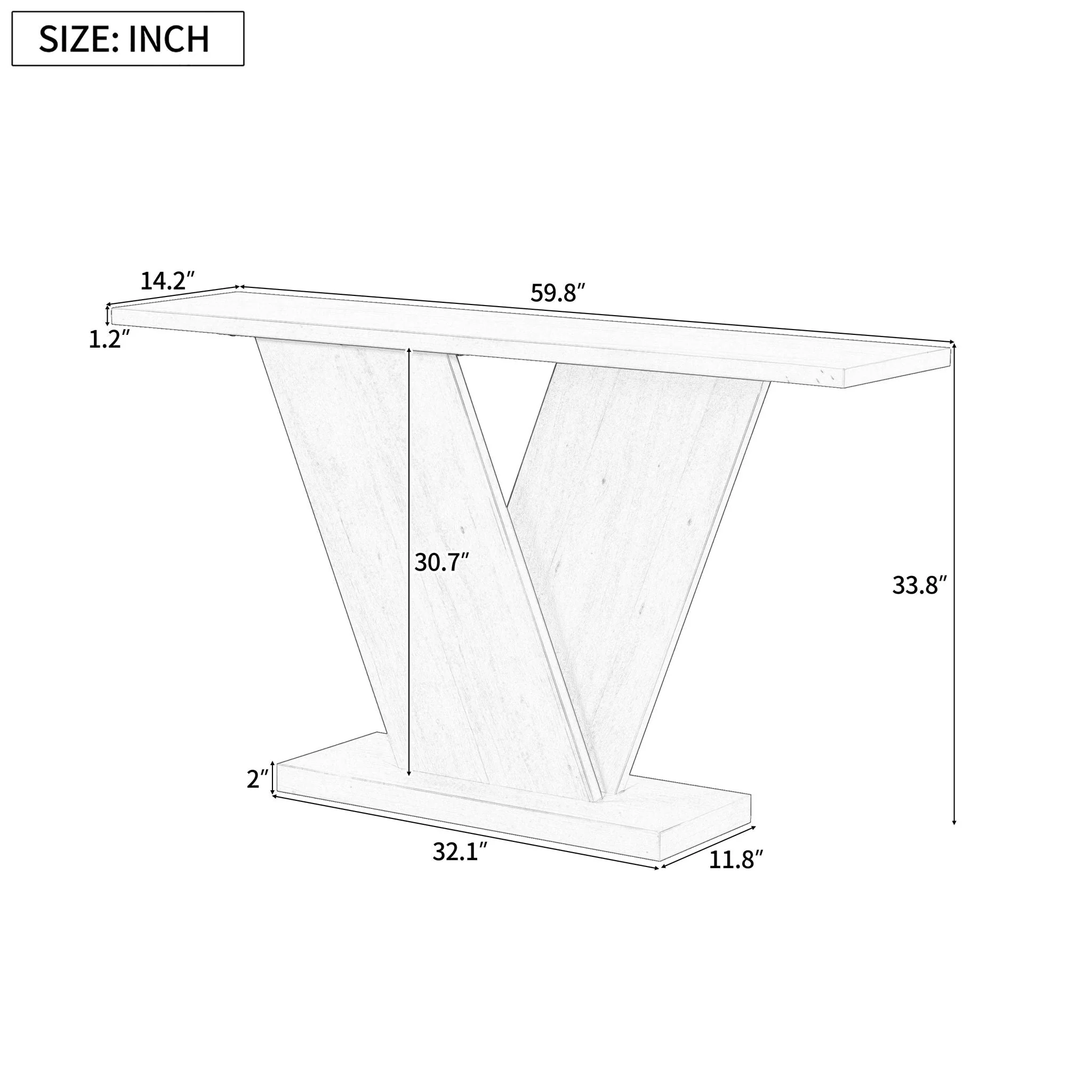 Console Table With V Shape Base, Sculptural Entryway Accent - Image 8