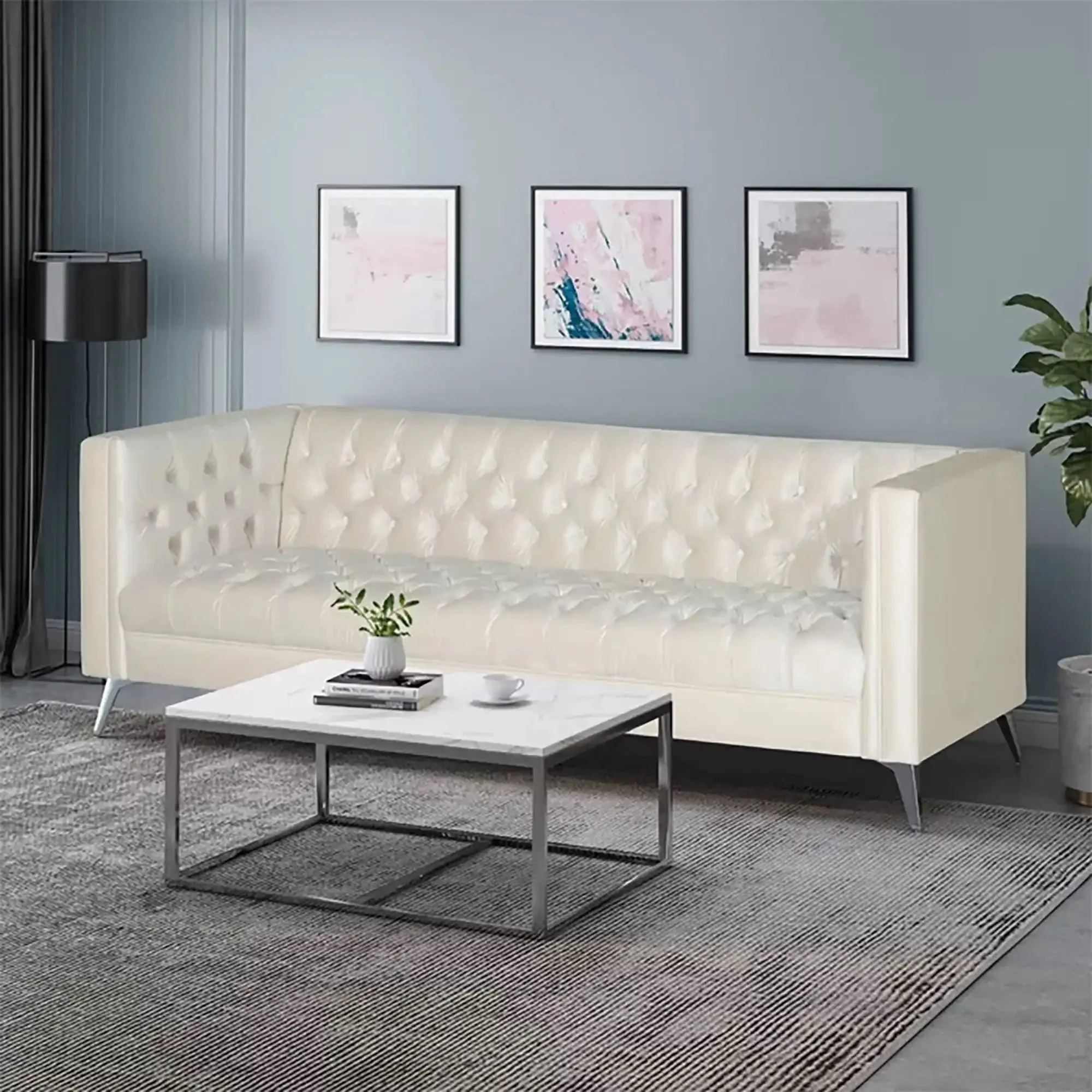Contemporary 3 Seater Sofa With Button Tufting - Image 3