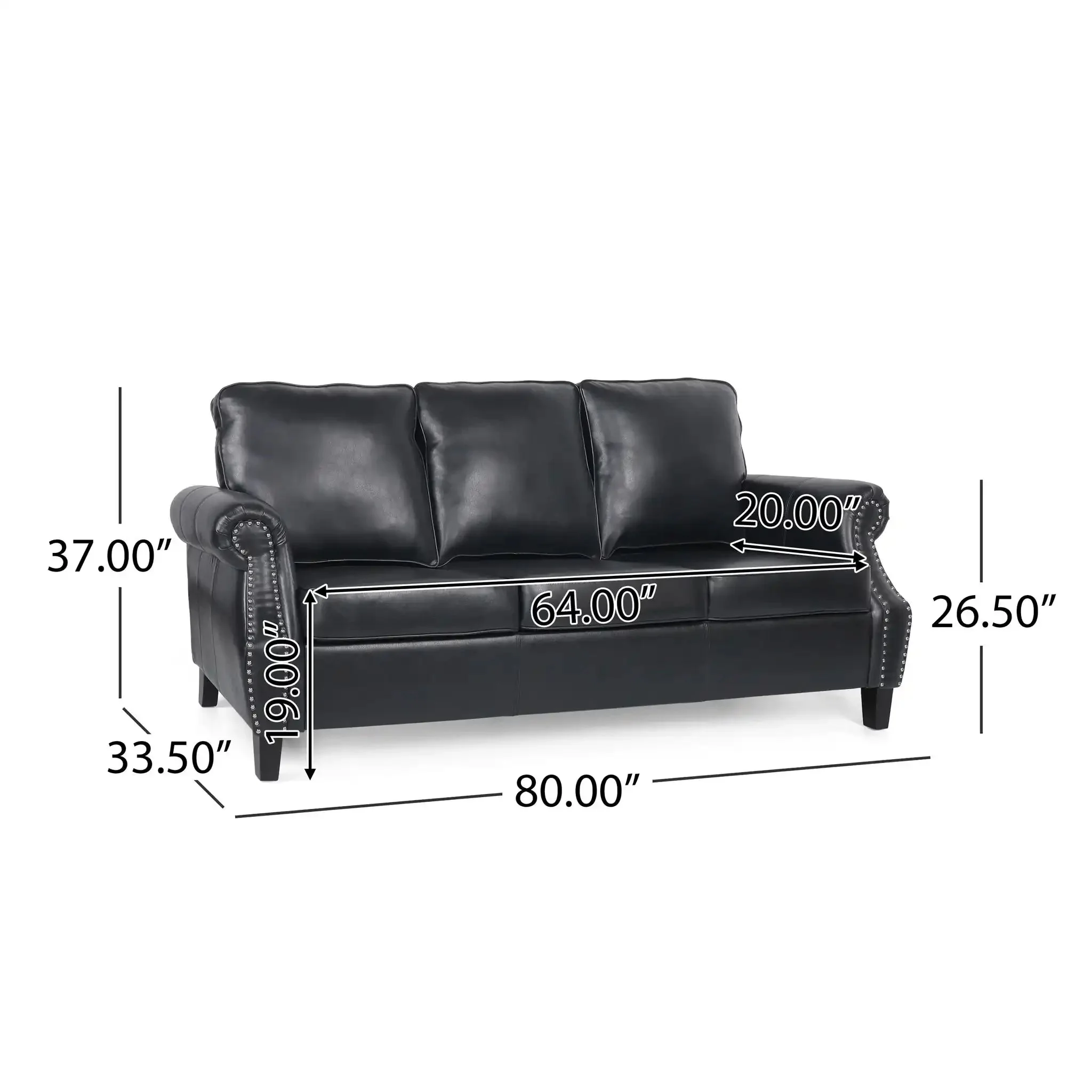 Contemporary 3 Seater Sofa With Nailhead Trim - Image 3