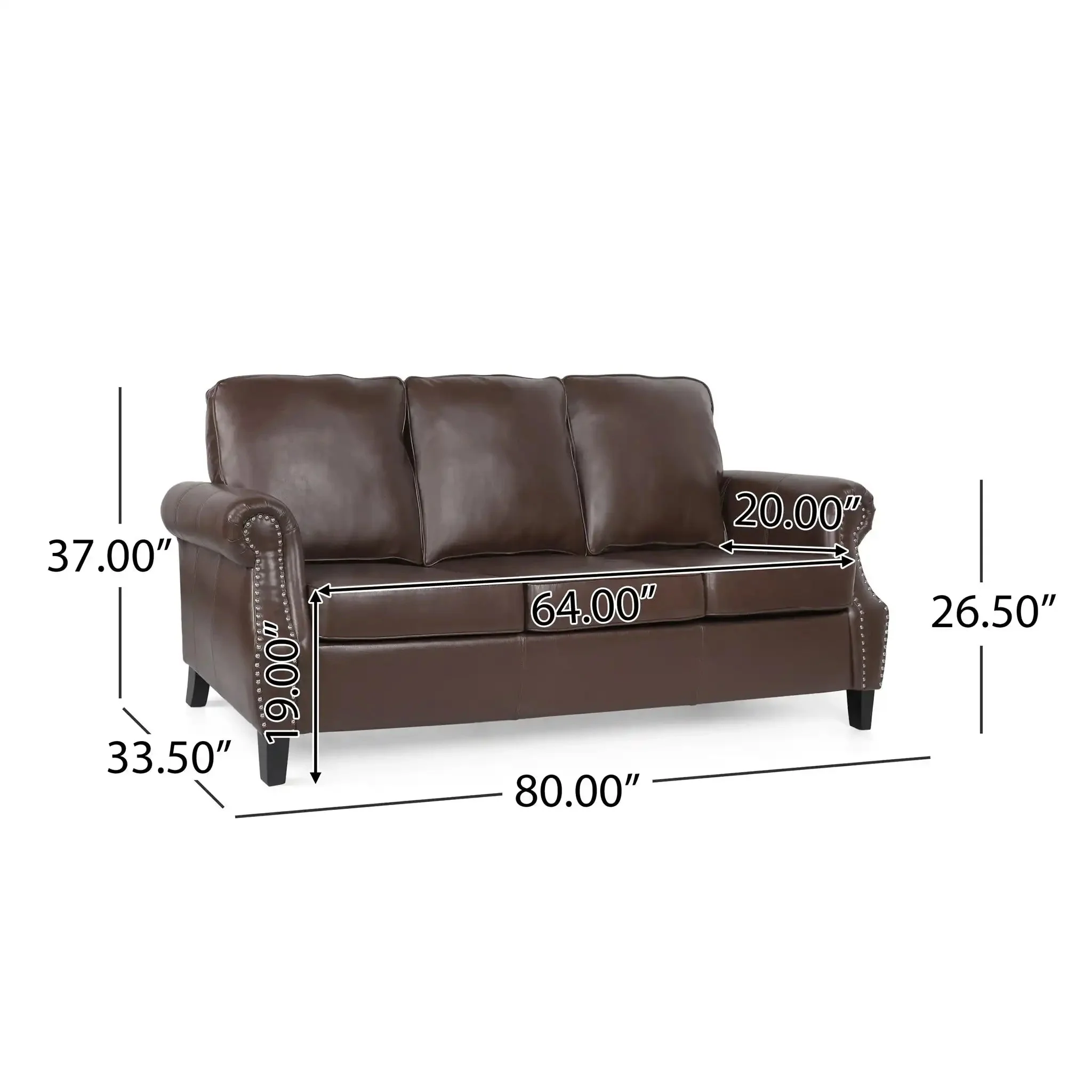 Contemporary 3 Seater Sofa With Nailhead Trim - Image 5