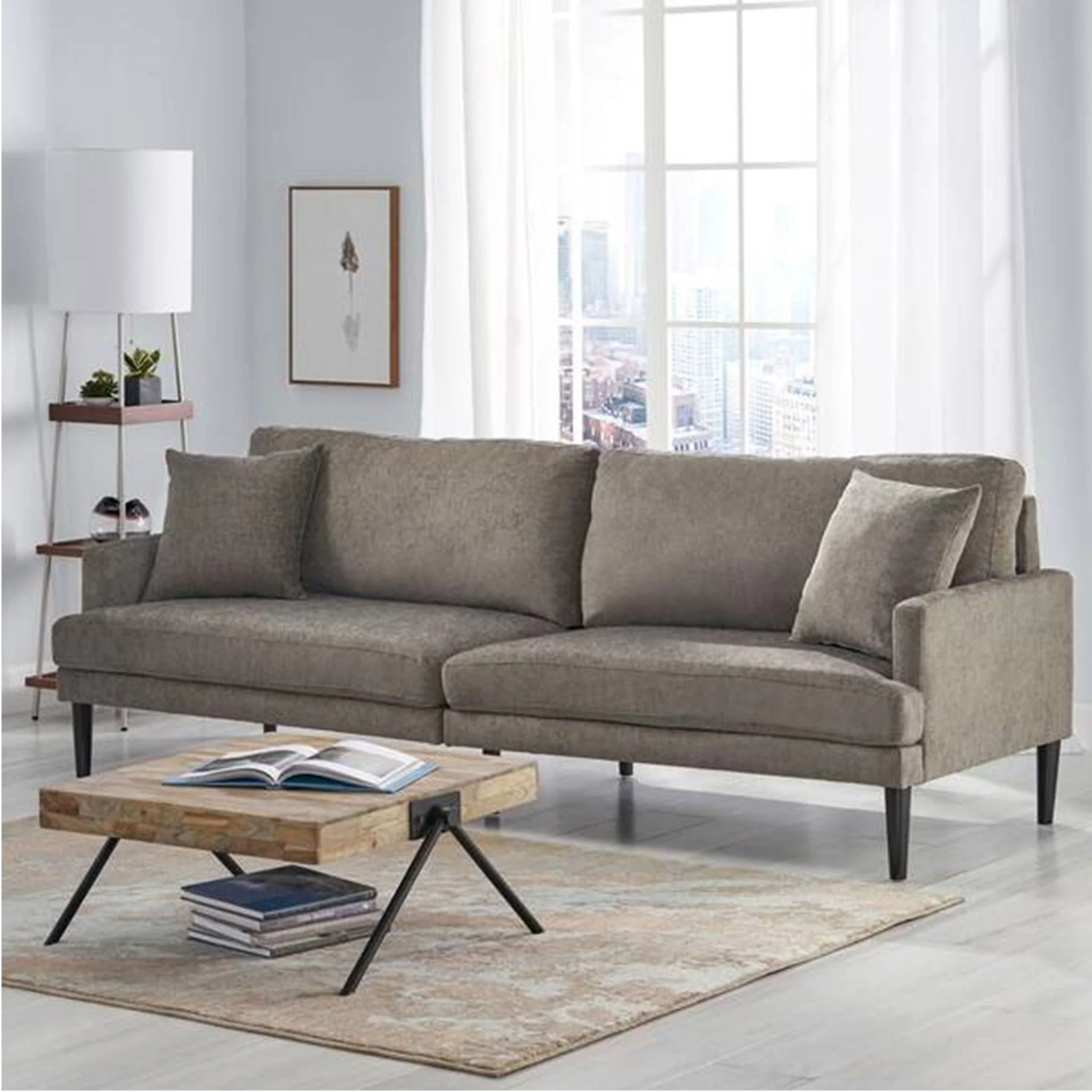 Contemporary 3 Seater Sofa With Plush Upholstery - Gray - Image 3