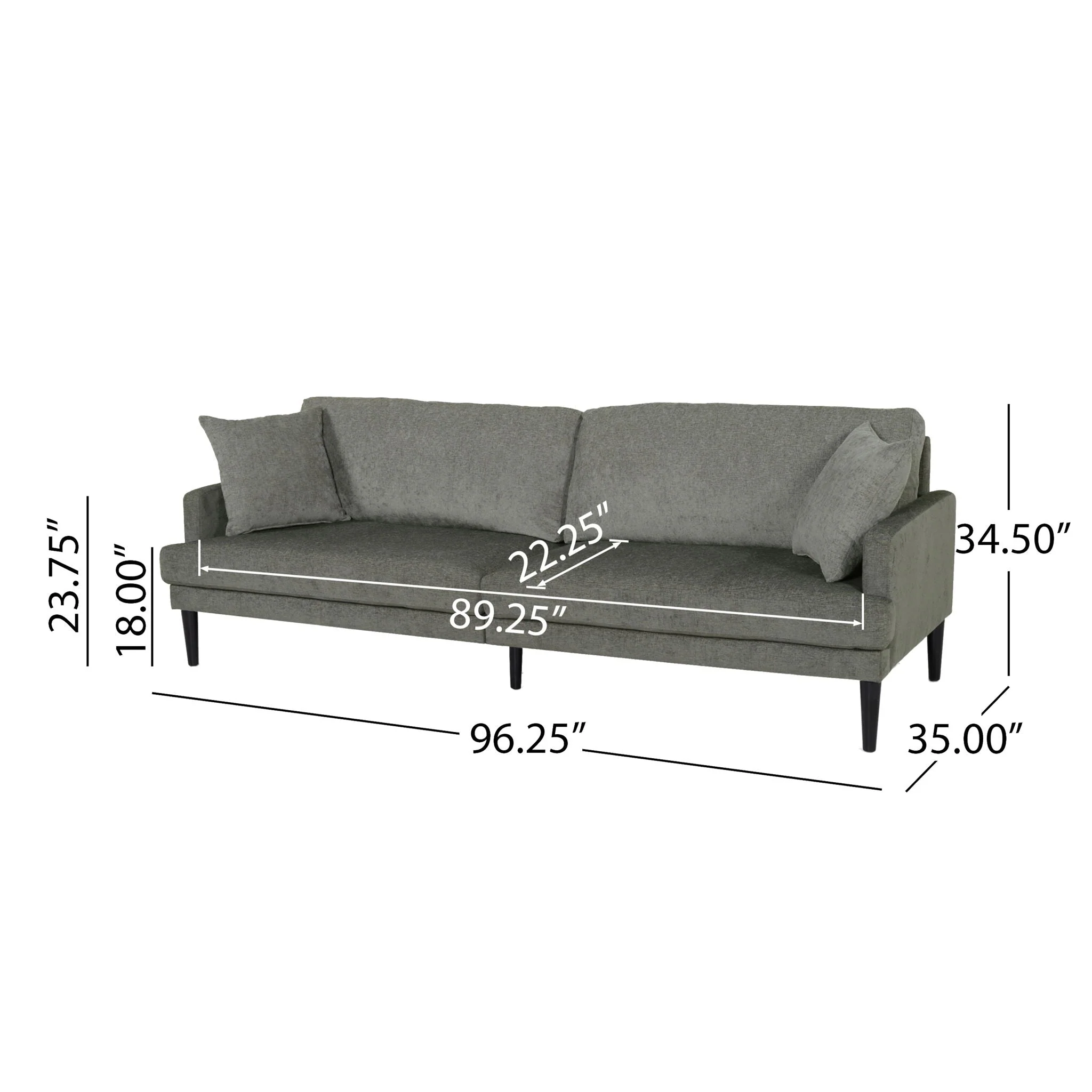 Contemporary 3 Seater Sofa With Plush Upholstery - Gray - Image 4