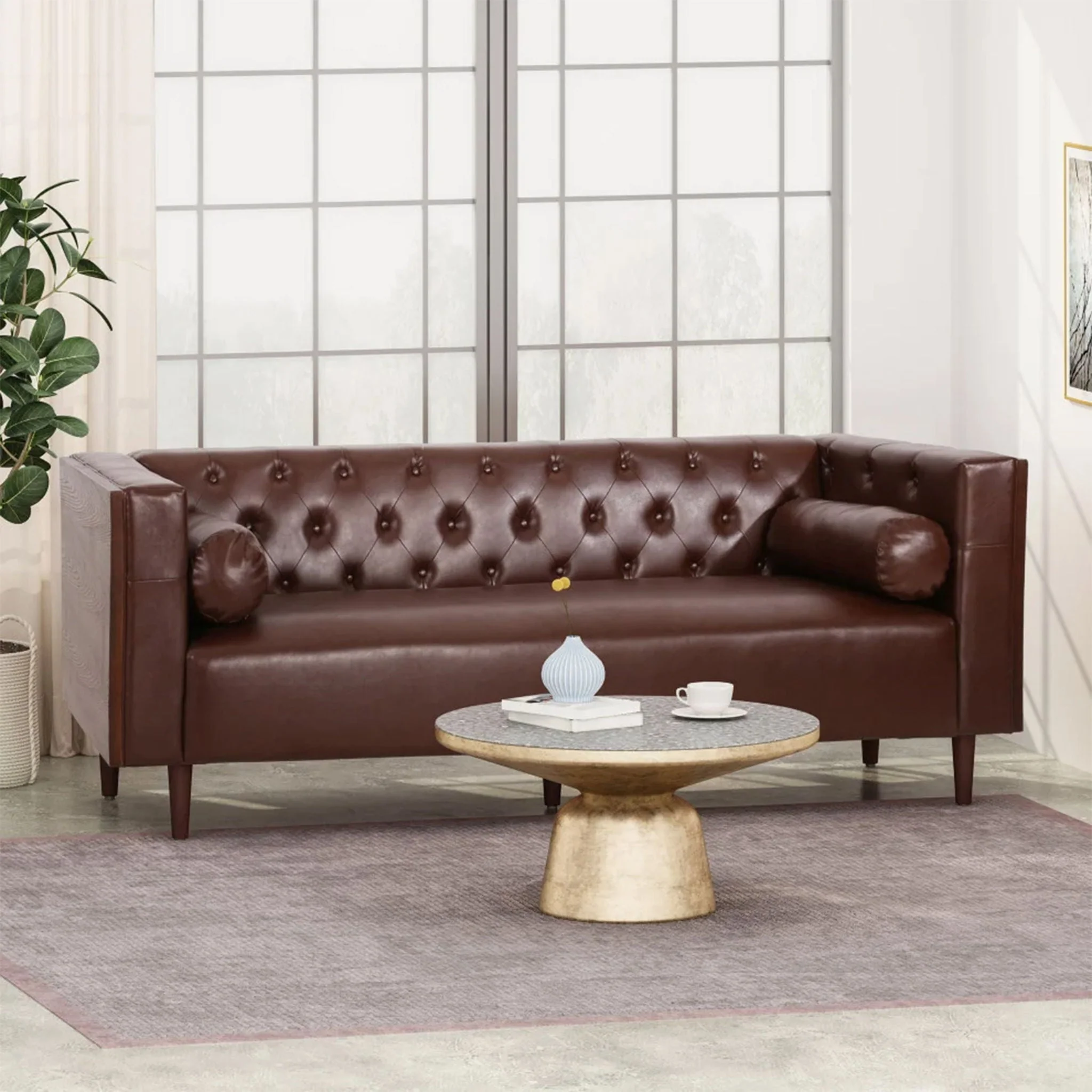 Contemporary 3 Seater Sofa With Tufted Design - Image 6