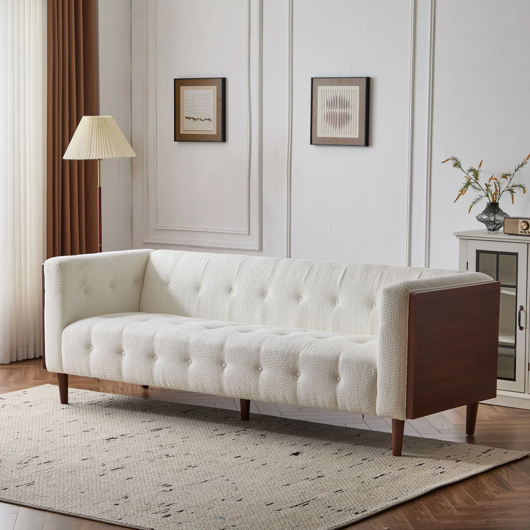 Contemporary 3 Seater Sofa With Tufted Design - Image 8