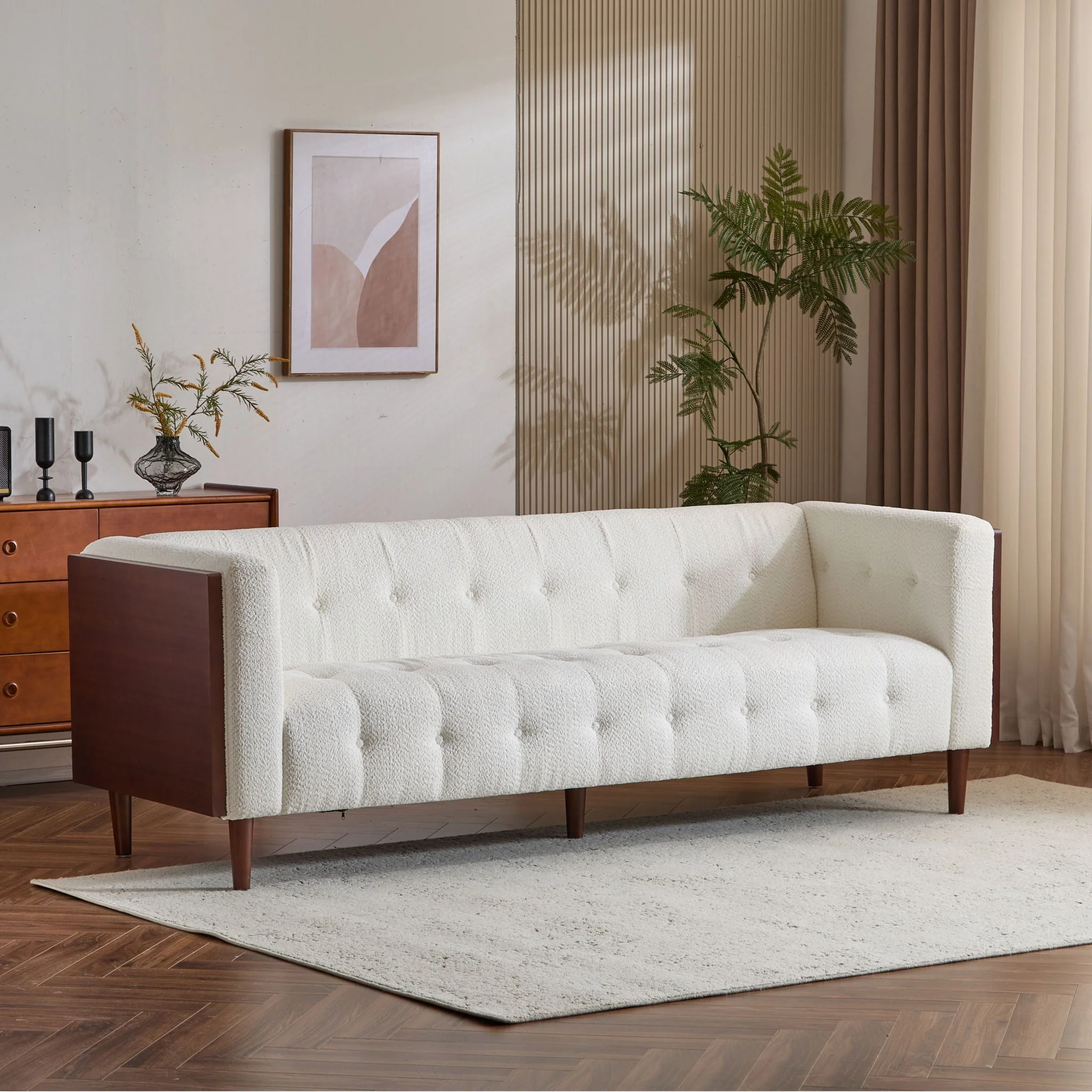 Contemporary 3 Seater Sofa With Tufted Design - Image 9