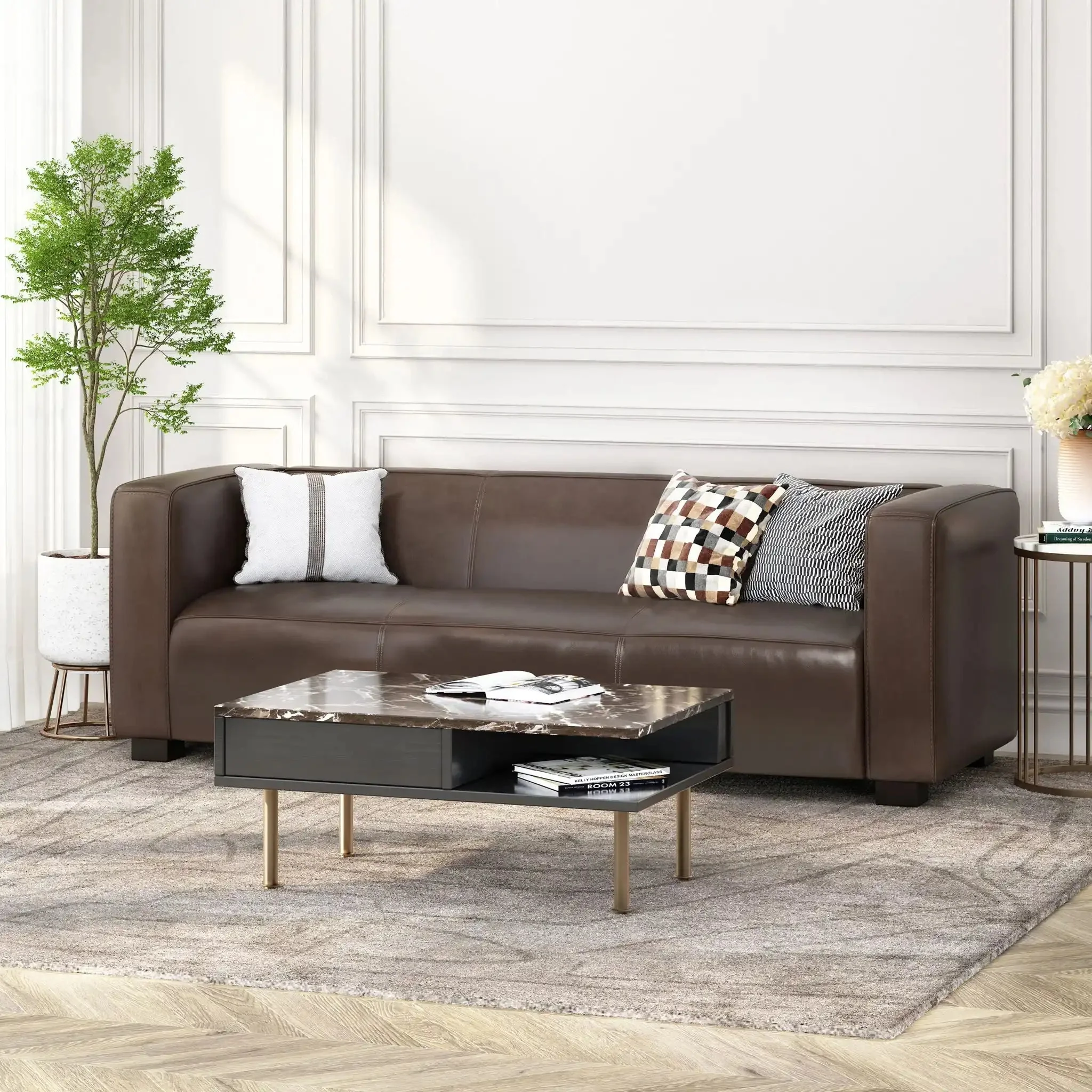 Contemporary 3 Seater Sofa With Tuxedo Design - Image 4