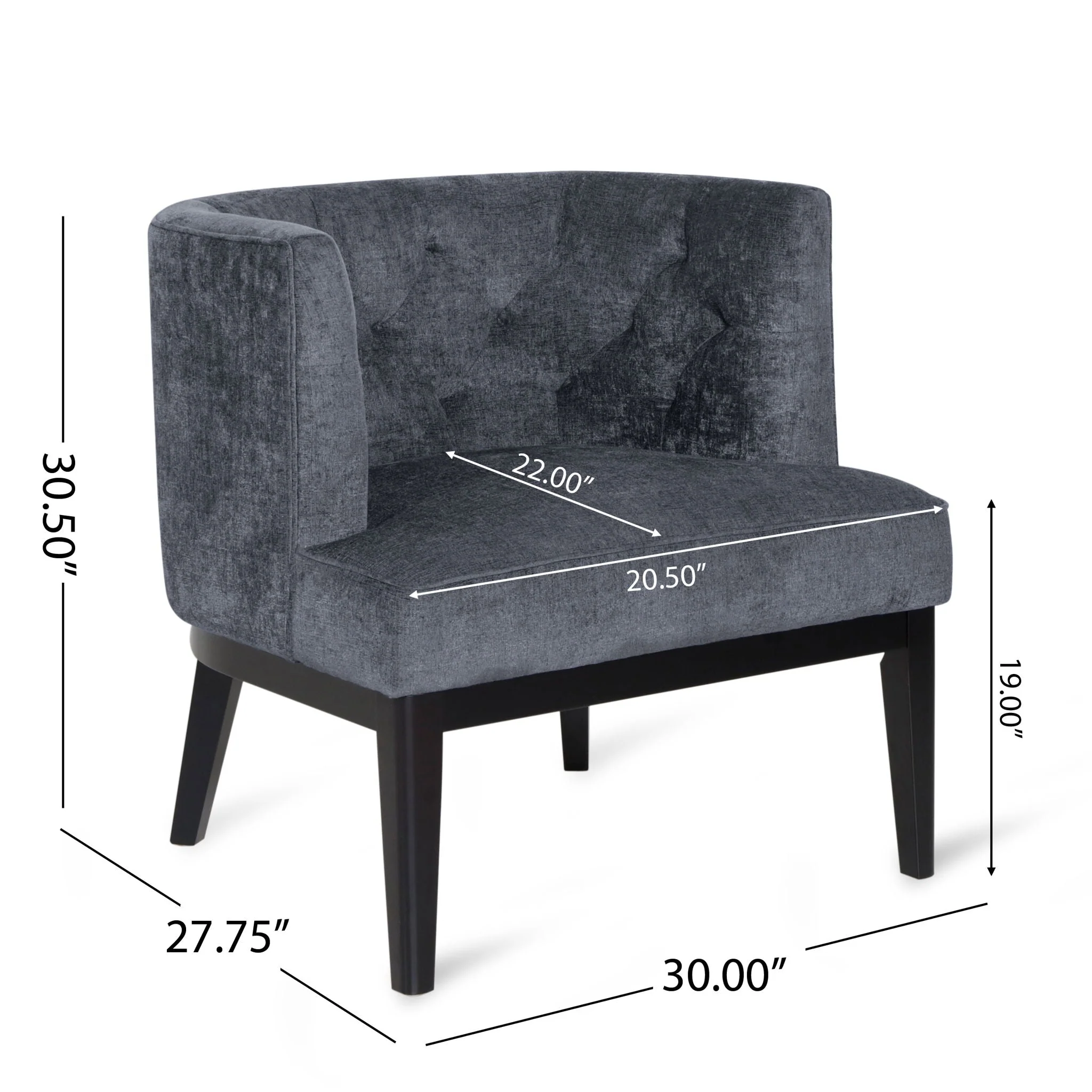 Contemporary Accent Chair With Tufted Diamond Stitching - Charcoal - Image 4