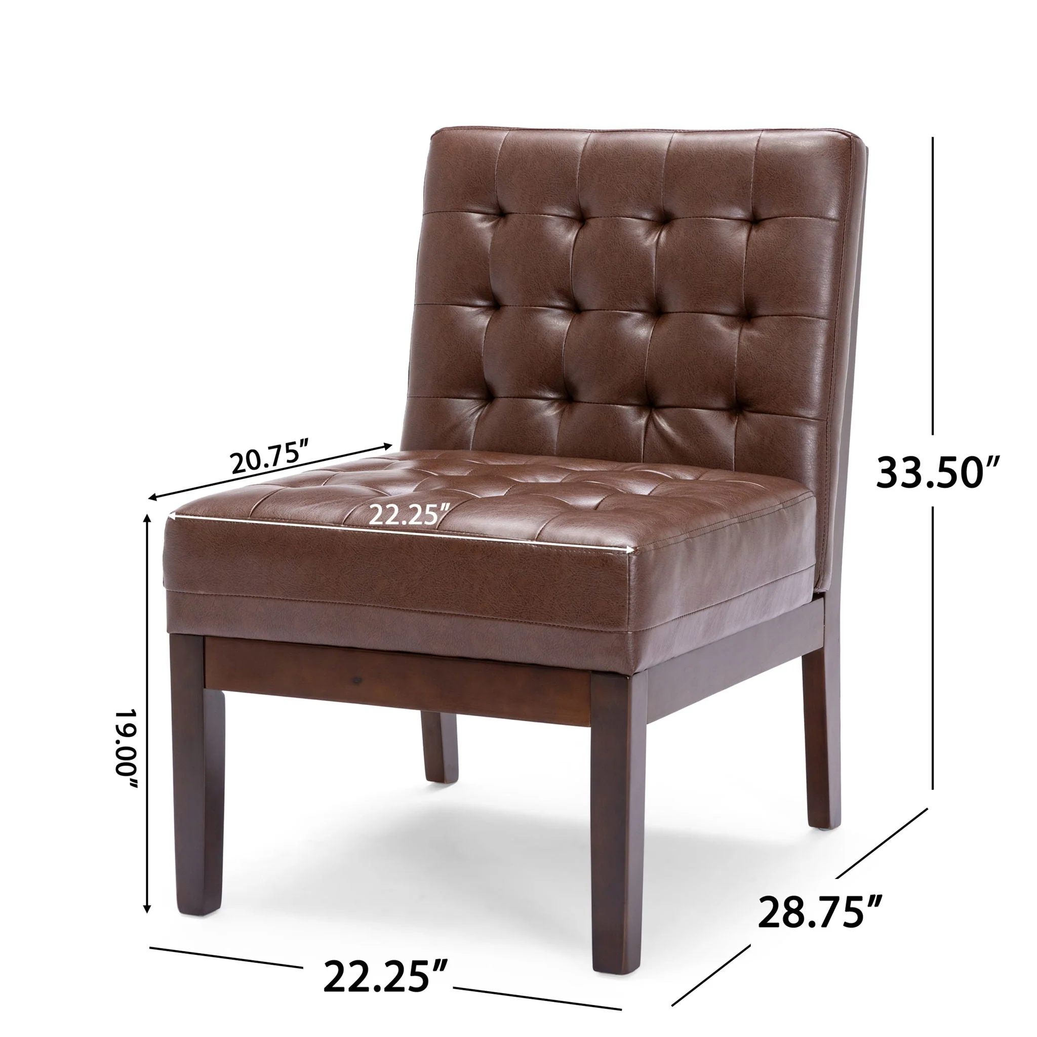 Contemporary Accent Chair With Tufted Waffle Stitch - Dark Brown - Image 4
