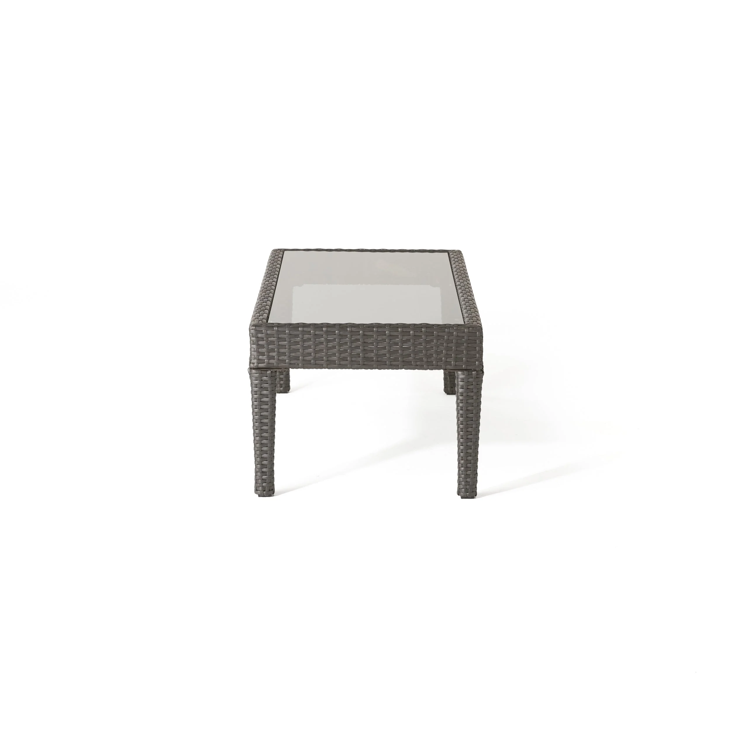 Contemporary ANTIBES Loveseat & Table Set Outdoor Grey PE Rattan Iron Waterproof Fabric - Image 10