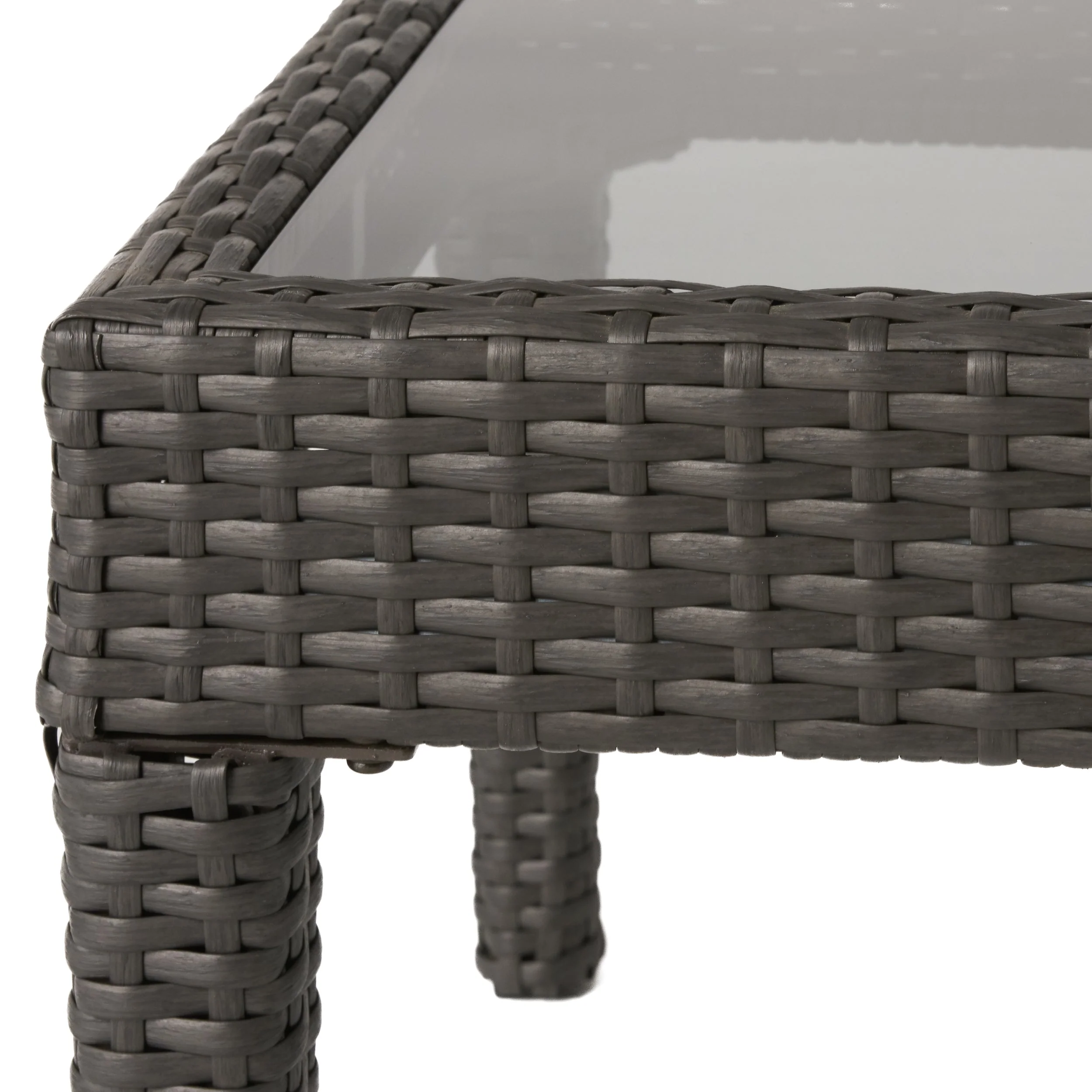 Contemporary ANTIBES Loveseat & Table Set Outdoor Grey PE Rattan Iron Waterproof Fabric - Image 15