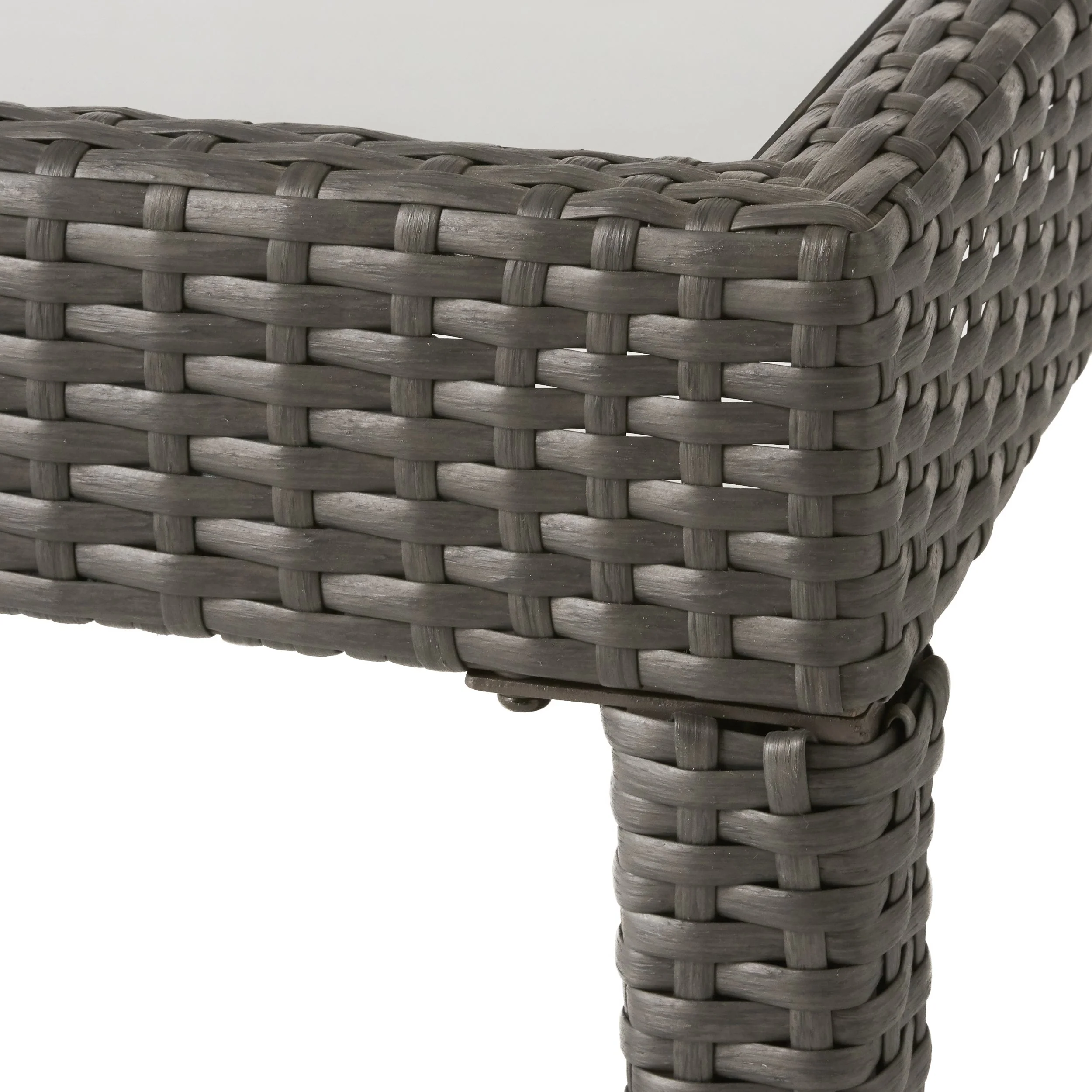 Contemporary ANTIBES Loveseat & Table Set Outdoor Grey PE Rattan Iron Waterproof Fabric - Image 16