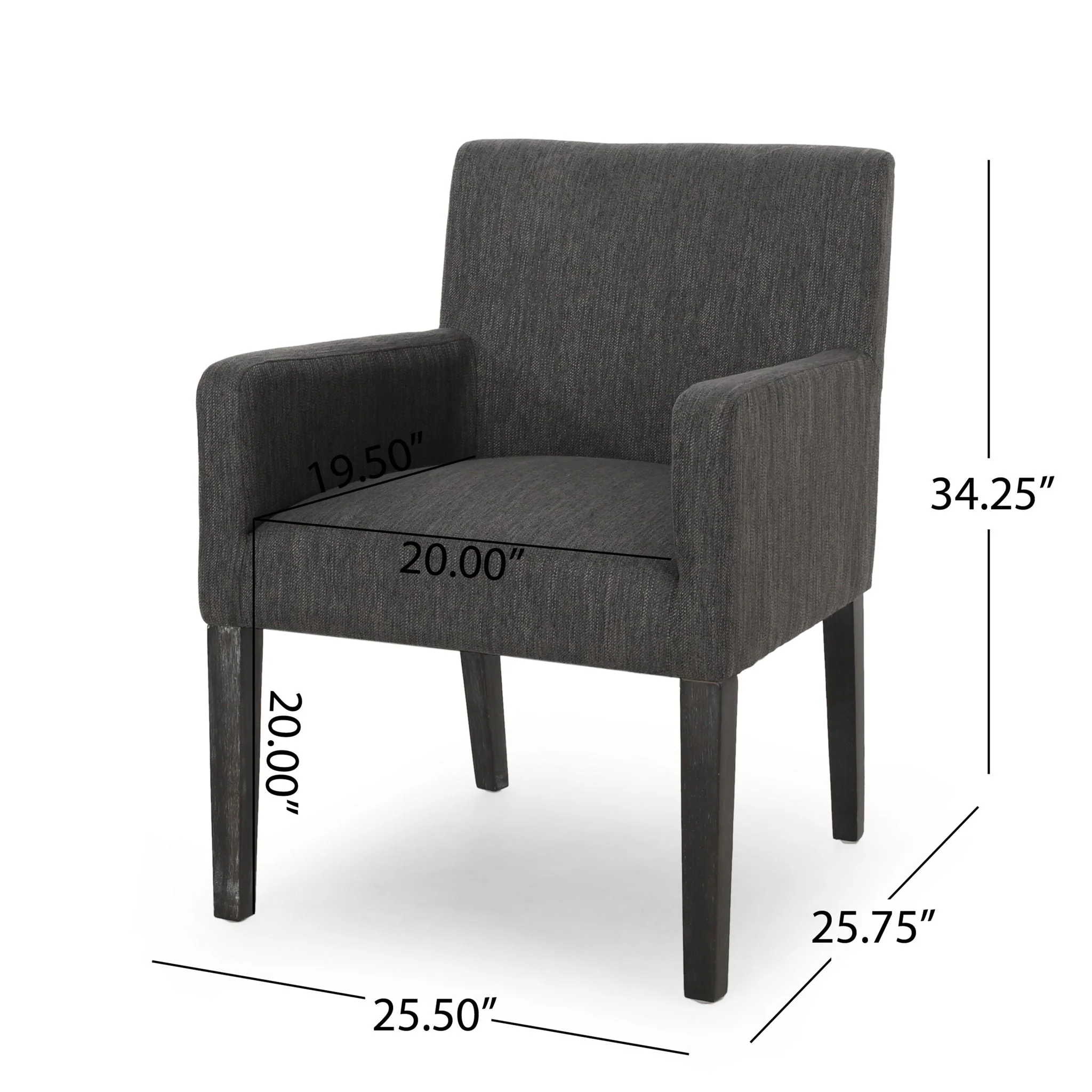 Contemporary Armchair With Track Arms - Charcoal - Image 4
